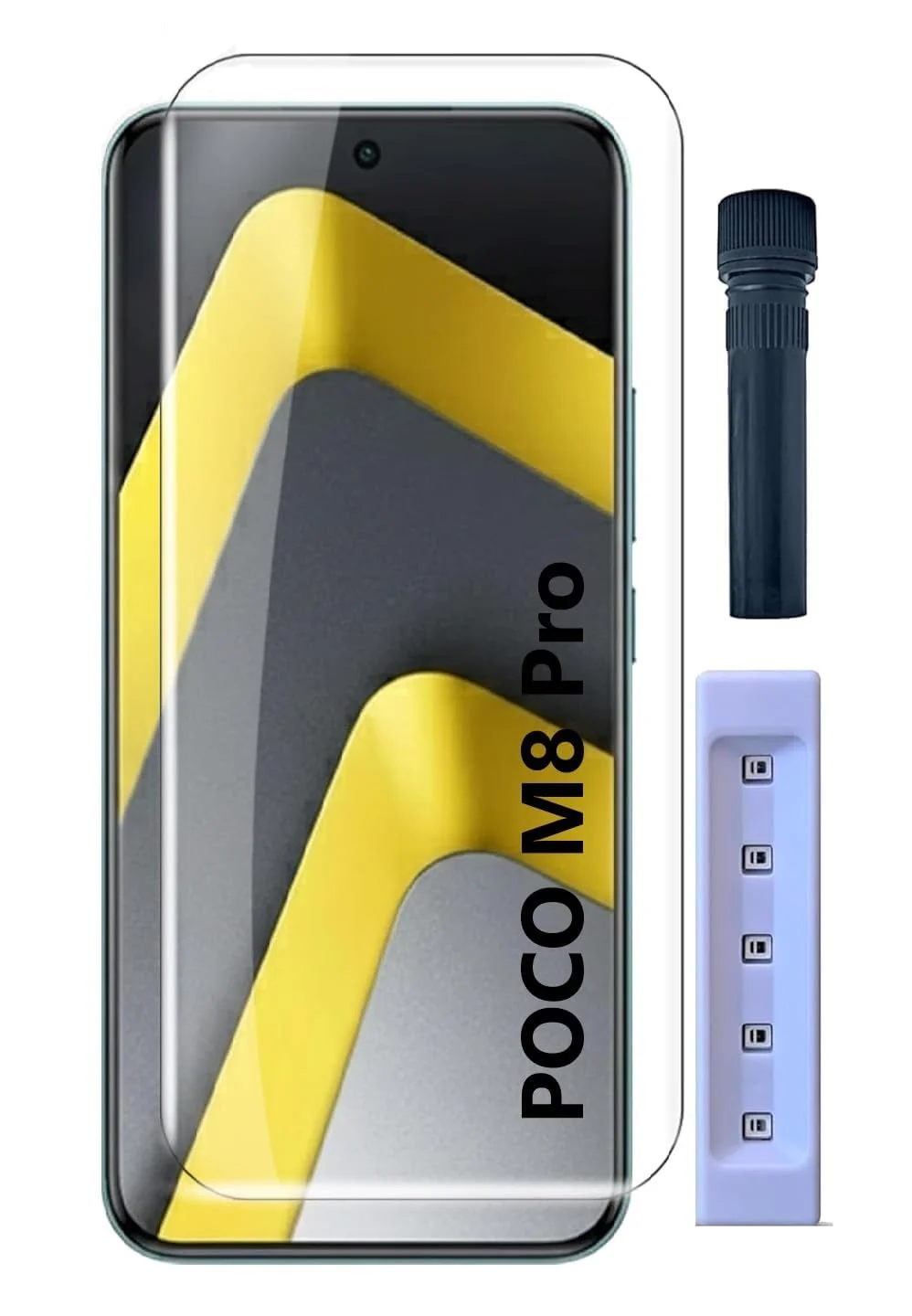 DL3 Mobilak Screen Protector Xiaomi poco M8 Pro [Liquid UV Tempered Glass] Full Screen adhesive [Sensitive Touch][Fingerprint Sensor Compatible] HD - Clear