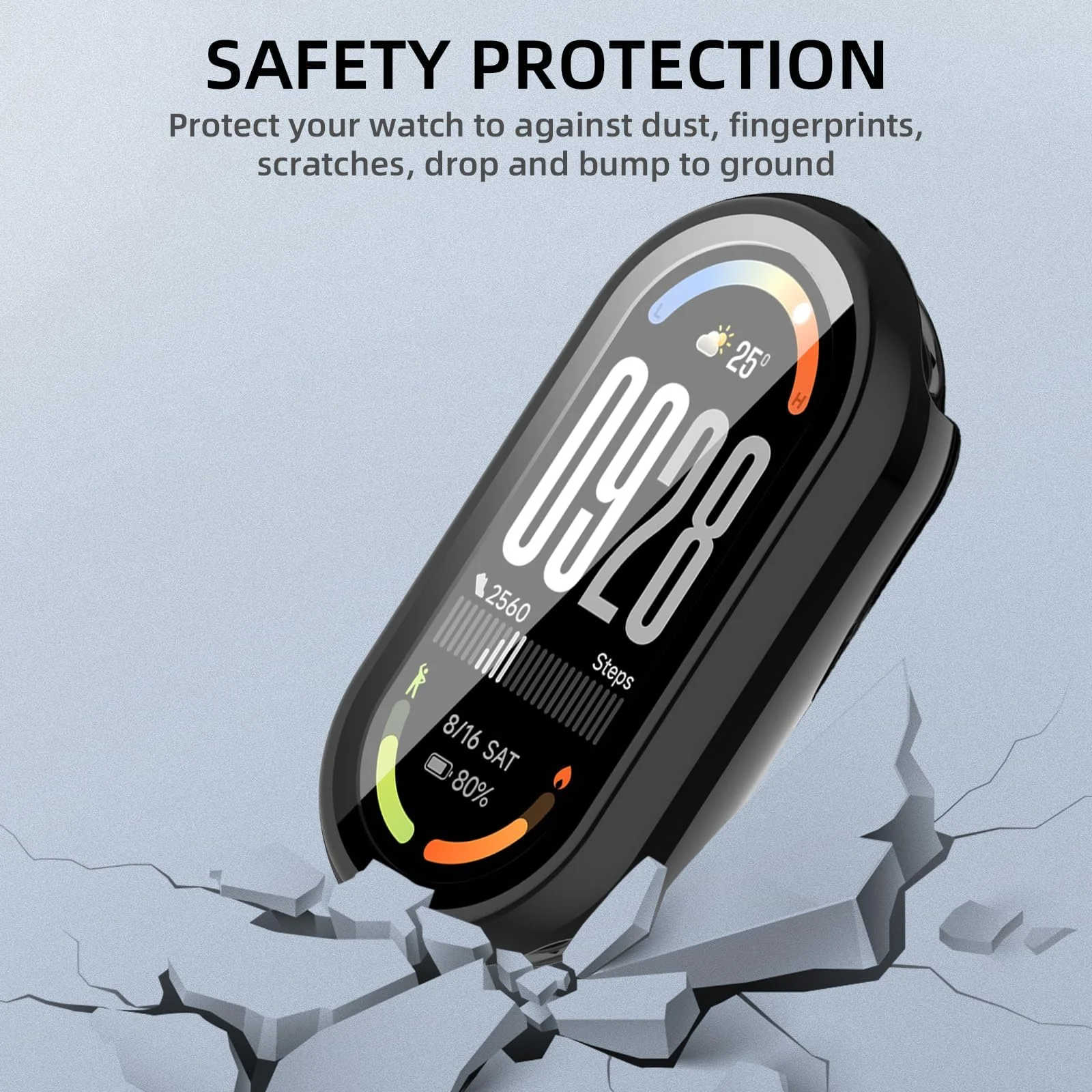DL3 Mobilak PC Protective Case for Xiaomi Smart Band 10 with Shockproof Design - Black