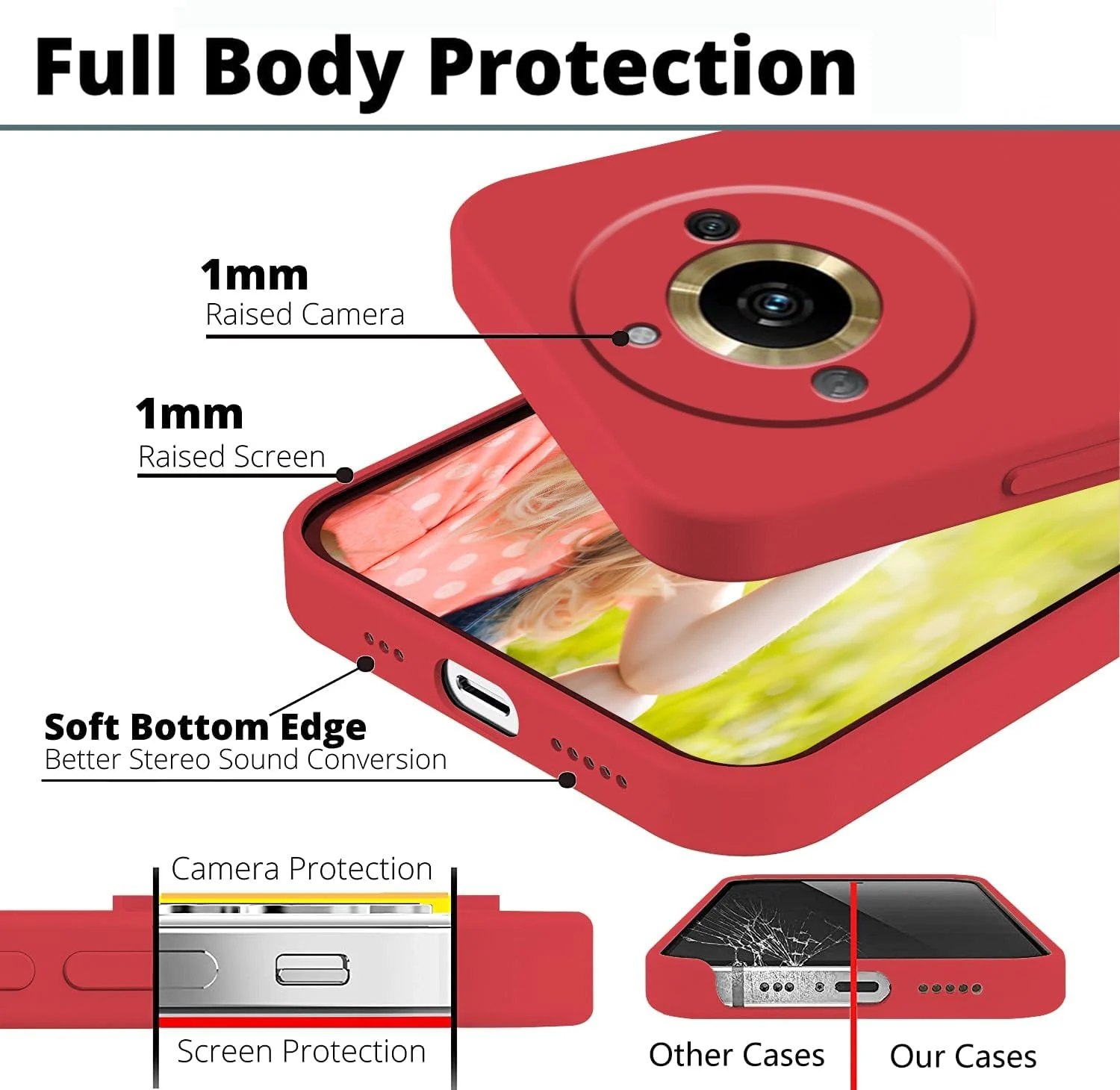 DL3 Mobilak Liquid Silicone Protective Case for realme 11 Pro / realme 11 Pro+ Plus 5G with Microfiber Lining and Shockproof Design - Red