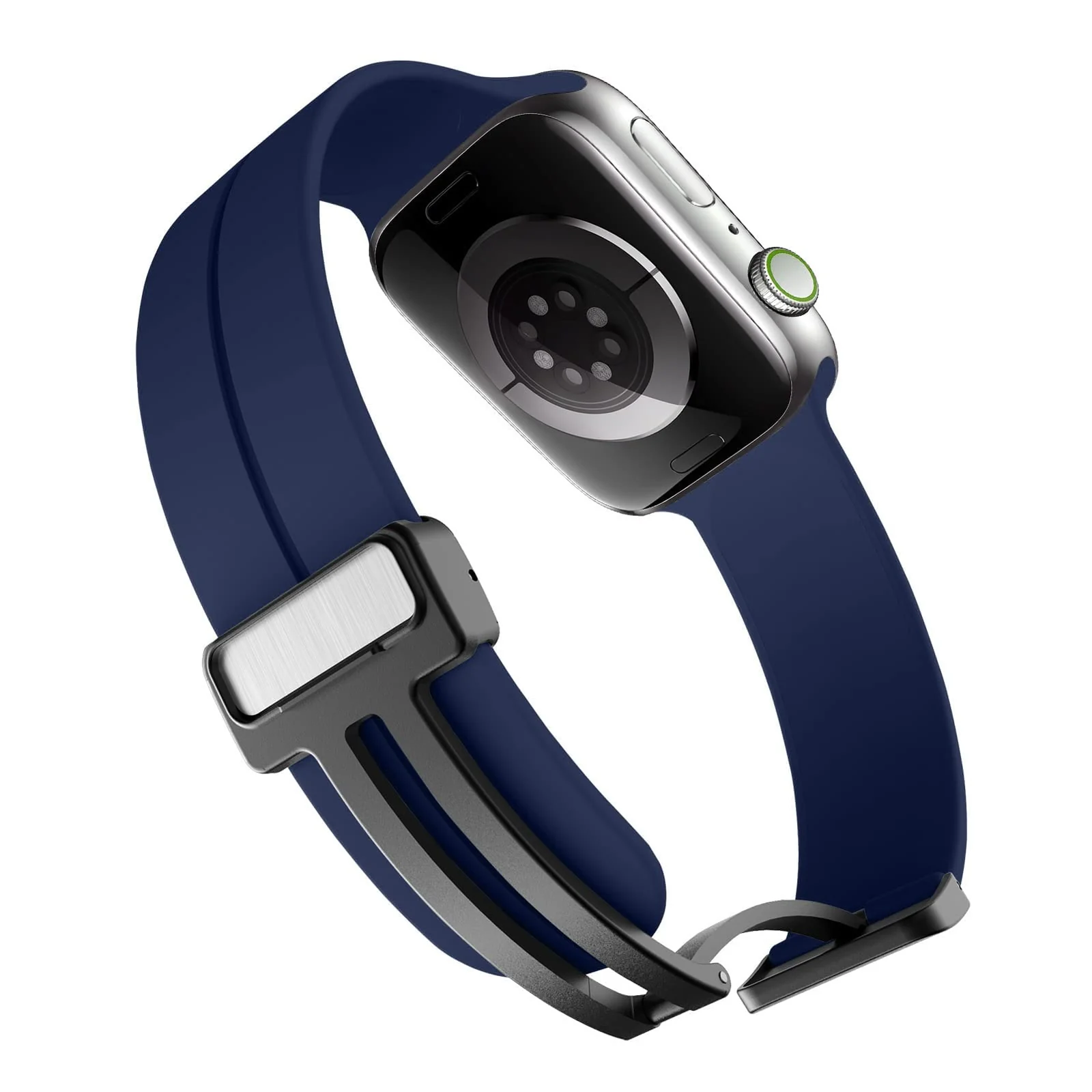 DL3 Mobilak Magnetic Bands for Apple Watch Ultra/Ultra 2 Band 49mm 45mm 44mm 42mm, Soft Sport Silicone Strap for iwatch Series 9/8/7/6/5/4 (Midnight blue, 42mm/44mm/45mm/49mm), unisex-adult - Black