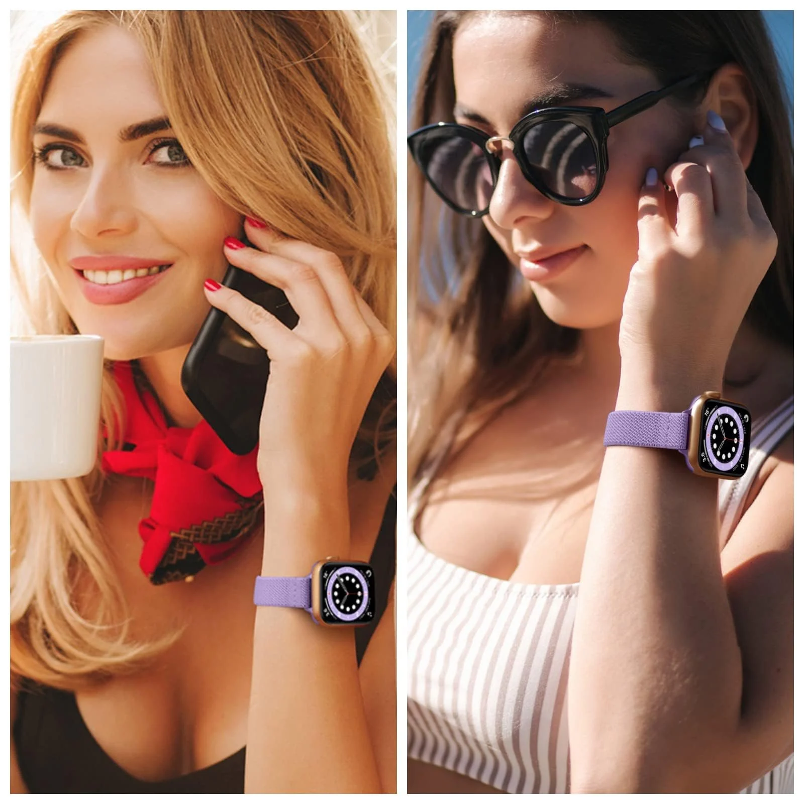 DL3 Mobilak Nylon Solo Loop Straps For Apple Watch Band 49mm 45mm 44mm 42mm 41mm 40mm 38mm, Elastic Wristbands for iwatch Ultra Series 9 8 7 6 5 4 3 2 1 Se (38MM/40MM/41MM) - Light Purple