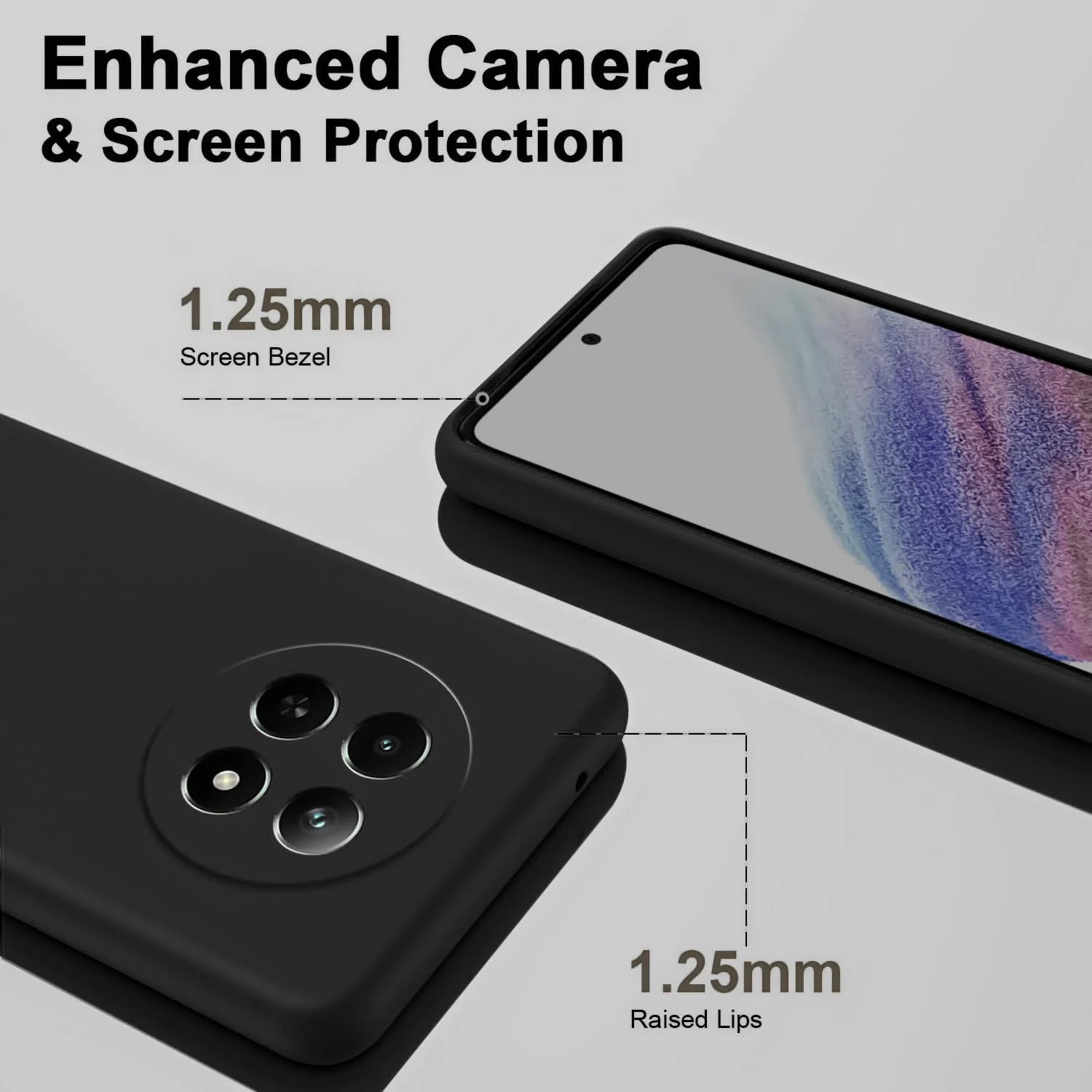 DL3 Mobilak Liquid Silicone Case for realme 13 5G / realme 12 5G / realme 12X 5G, Shock-absorbing protection, Scratch-resistant surface, Soft microfiber lining - Black