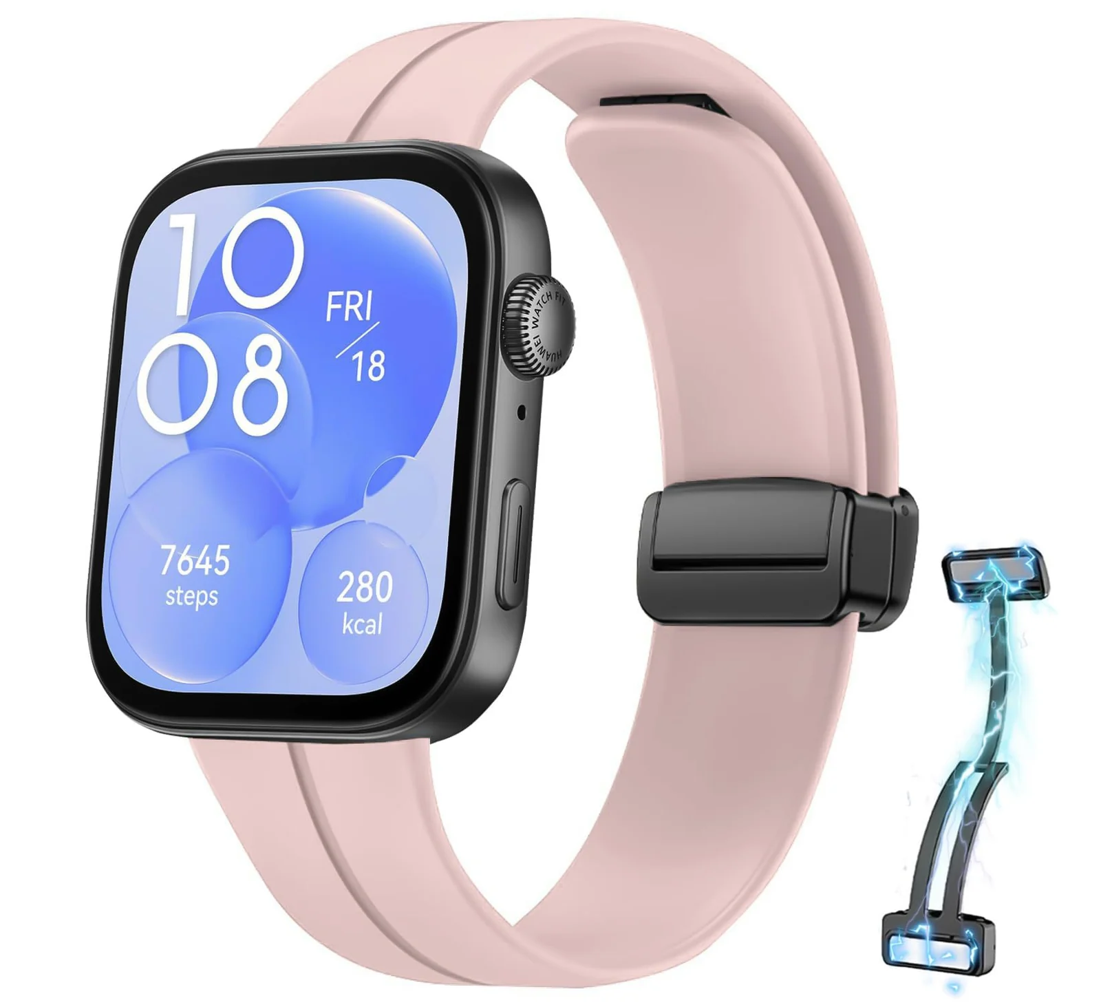 Huawei Watch Fit 3 — DL3 Mobilak Silicone Strap Compatible with Huawei Watch Fit 3/Watch Fit 4 Pro/Fit 4 Magnetic Metal Stainless Buckle Sport Silicone Strap, Band Quick Release Soft Replacment Wristband