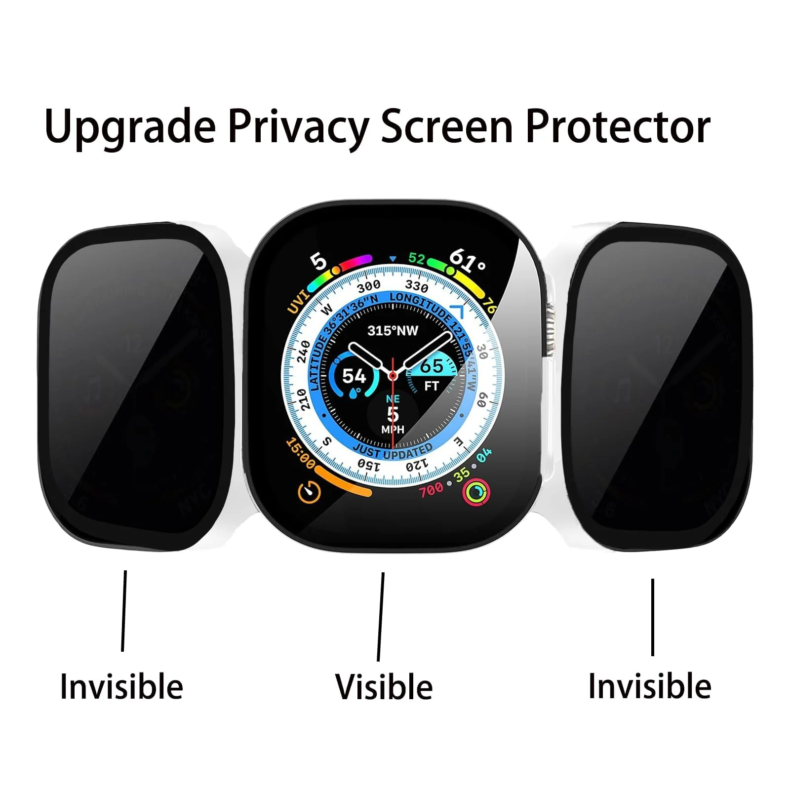 DL3 Mobilak Privacy Case for Apple Watch Series SE/ 4/5/6 44mm Screen Protector, Anti-Spy Tempered Glass Film Apple Watch Cover Hard PC Case Bumper for iWatch 44 mm Series 6/5/4/SE/SE2 - White