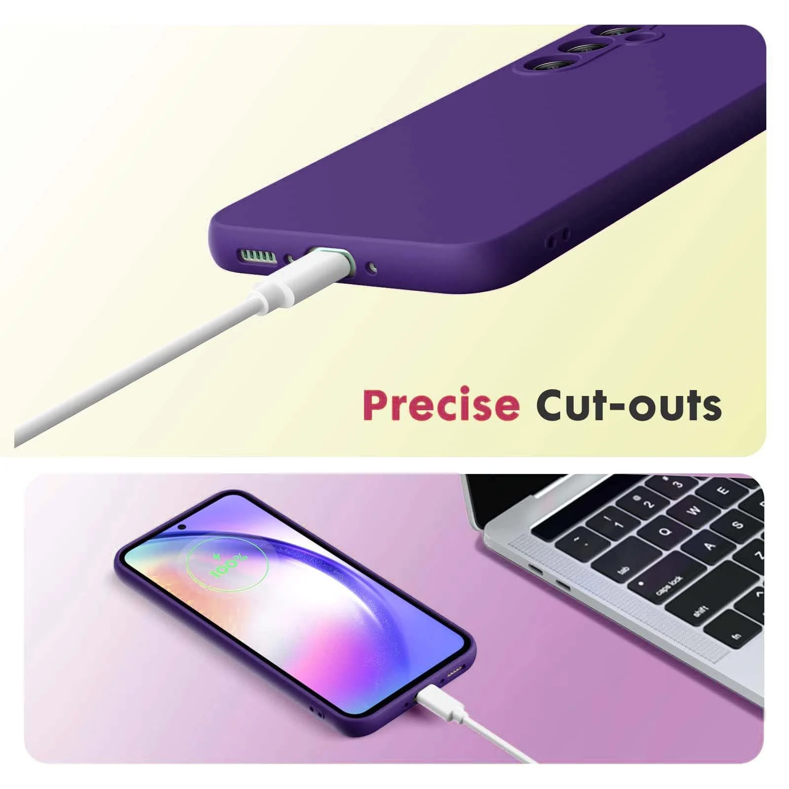 DL3 Mobilak Liquid Silicone Case for Samsung Galaxy S23 FE, Shock-absorbing protection, Scratch-resistant surface, Soft microfiber lining - Purple