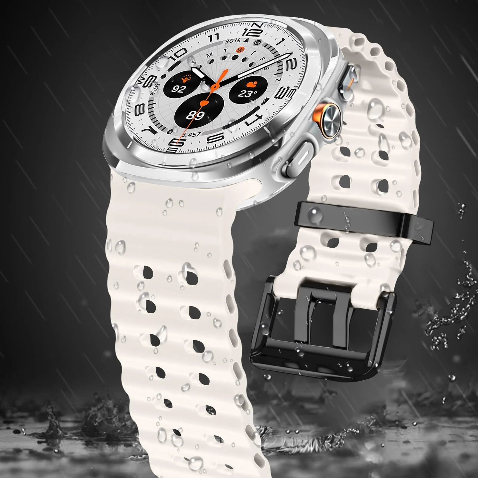 DL3 Mobilak Sport Band Compatible with Samsung Galaxy Watch Ultra Band 47mm Women Men, Breathable Soft Silicone Waterproof Watch Strap Accessories for Samsung Watch 7 Ultra Bands - Starlight