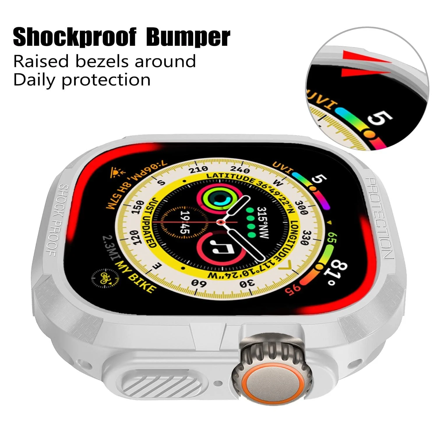 DL3 Mobilak Compatible for Apple Watch Ultra 49mm Rugged Case All Around Shockproof TPU Protective Cover Bumper Lightweight and Shock Absorbent for Apple Watch Ultra 49mm - White
