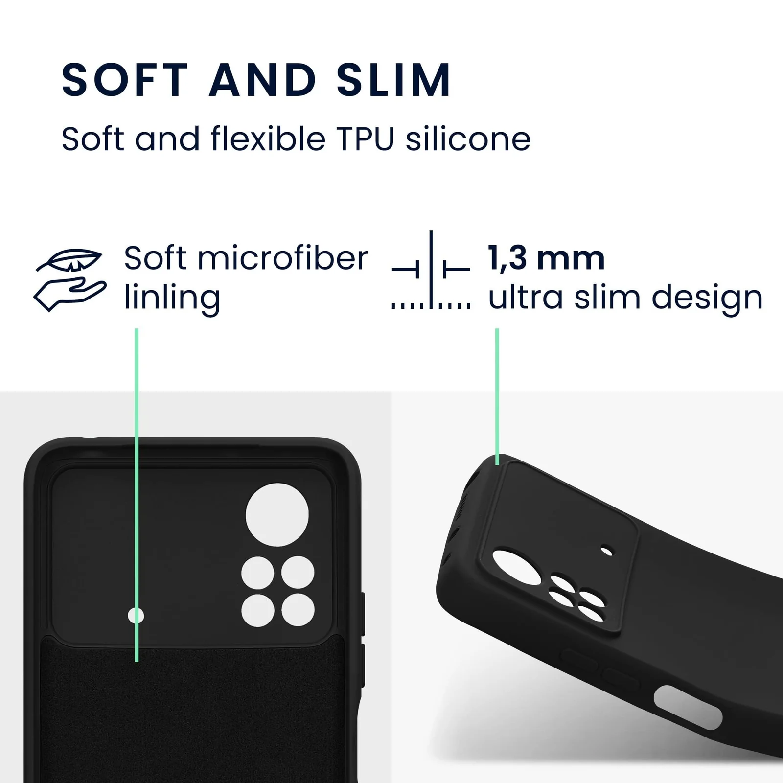 DL3 Mobilak Liquid Silicone Case for Xiaomi Poco X4 Pro 5G, Not compatible with MagSafe, Supports wireless charging, Camera protection - Black