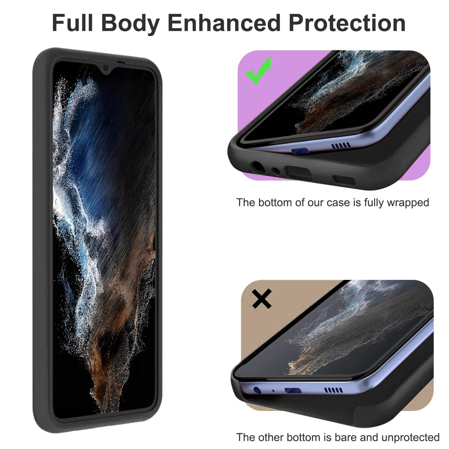 DL3 Mobilak Soft Silicone Protective Case for Samsung Galaxy A04e with Microfiber Lining and Shockproof Design - Black
