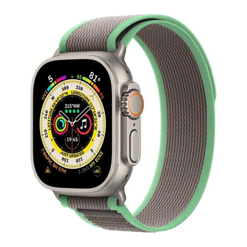 DL3 Mobilak Trail/Alpine Loop Nylon Band Compatible with Apple Watch Ultra 2/Ultra Band 49mm 45mm 44mm 42mm, Adjustable with Metal C-Hook Strap for iWatch Ultra Series 9/8/7/6/5/4/3/2/1/SE2/SE - Grey Green