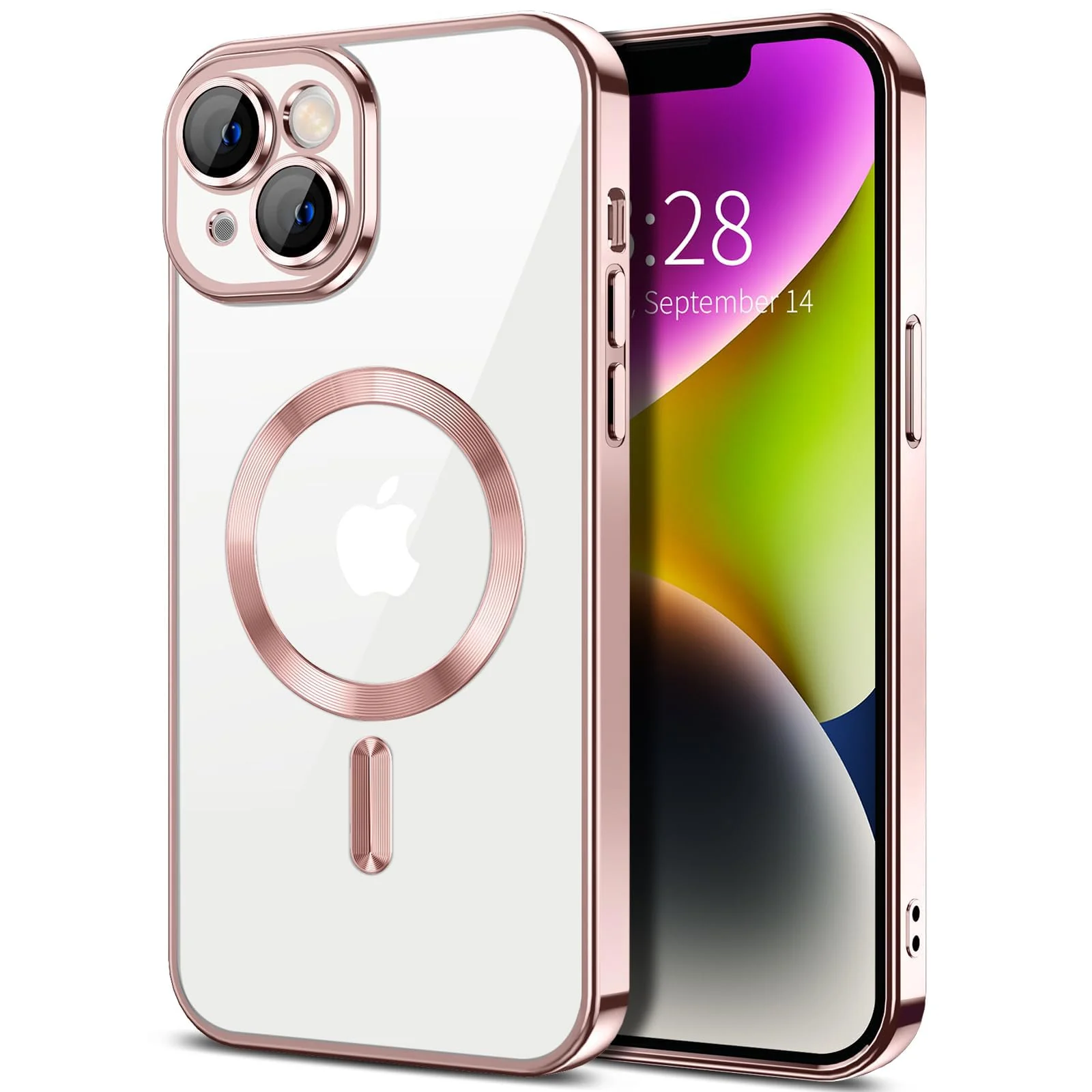 DL3 Mobilak Plated-Edge Protective Case for iPhone 15 6.1-Inch, Compatible with MagSafe accessories, Supports wireless charging, Camera protection - Rose Gold