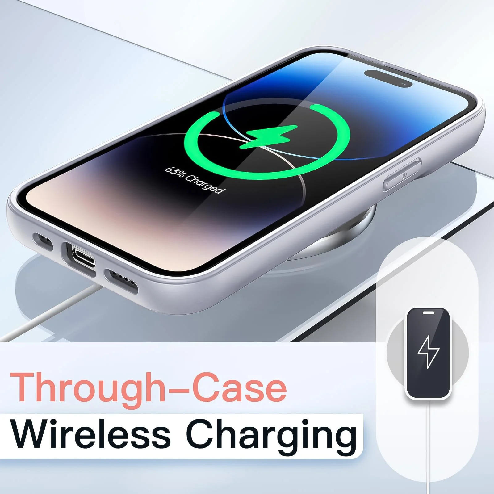 DL3 Mobilak Clear PC and TPU Protective Case for iPhone 13 / iPhone 14 with Shockproof Design and Anti-Yellowing Design - Light Gray