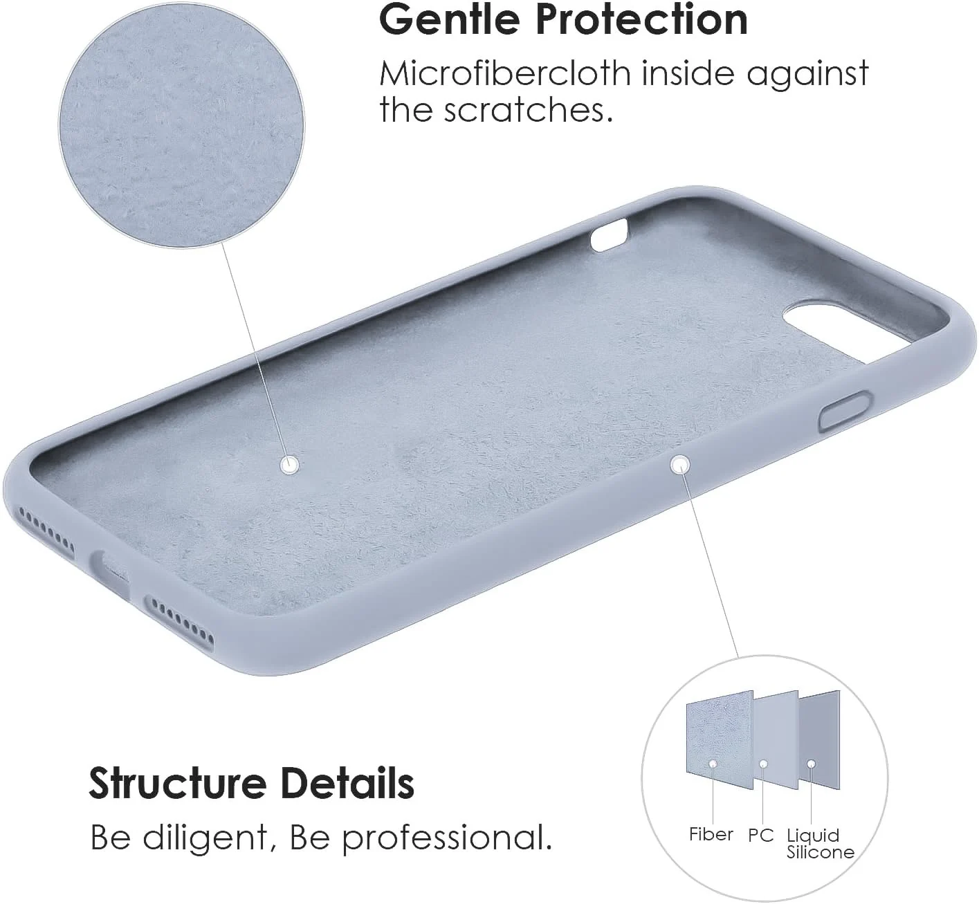 DL3 Mobilak Liquid Silicone Case for iPhone 7 / 8, Shock-absorbing protection, Scratch-resistant surface, Slim, lightweight profile - A.Baby Blue