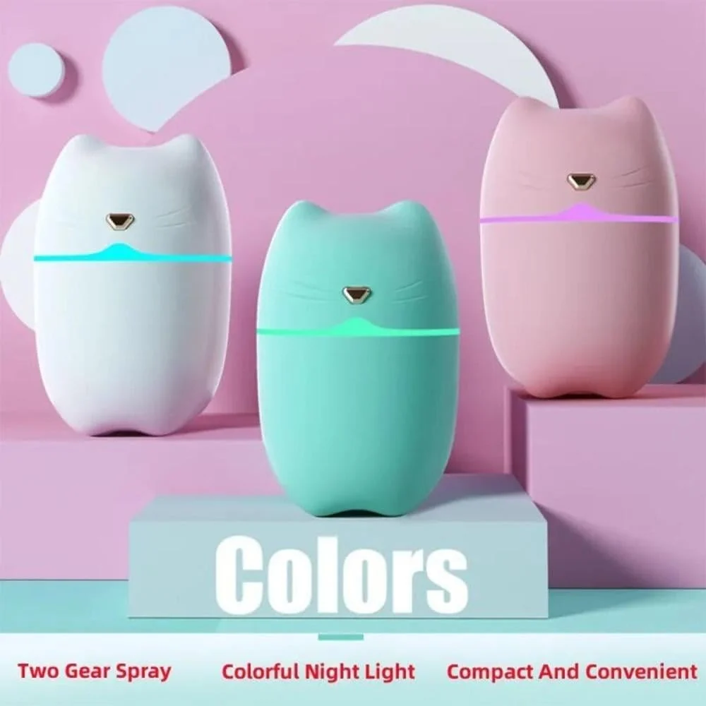 Mobigon Wood Cool Mist Ultrasonic Humidifier for Room Moisture, Aroma Diffuser for Home, 260ml Essential Oil Diffuser with 7 Colorful Night Light, Auto Shut-Off, Home, Office, car - A.Pink