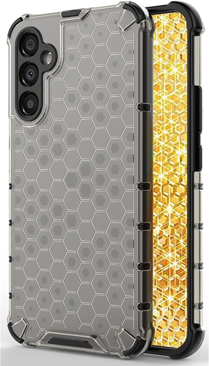 DL3 Mobilak Case For Samsung Galaxy A54 5G, [Honeycomb Design] Drop Protection, Ultra Thin TPU + PC Transparent Silicone Protective Case, Shockproof Cover - Black