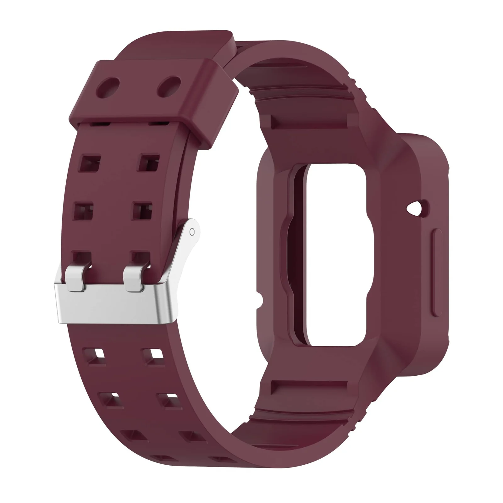 DL3 Mobilak Replacement Wrist Band Compatible with Xiaomi Redmi Watch 2 Lite/Mi Watch Lite/Poco Watch/Redmi Watch 2/Horloge 2, Adjustable Soft Silicone Wrist Strap with Cover - Wine Red