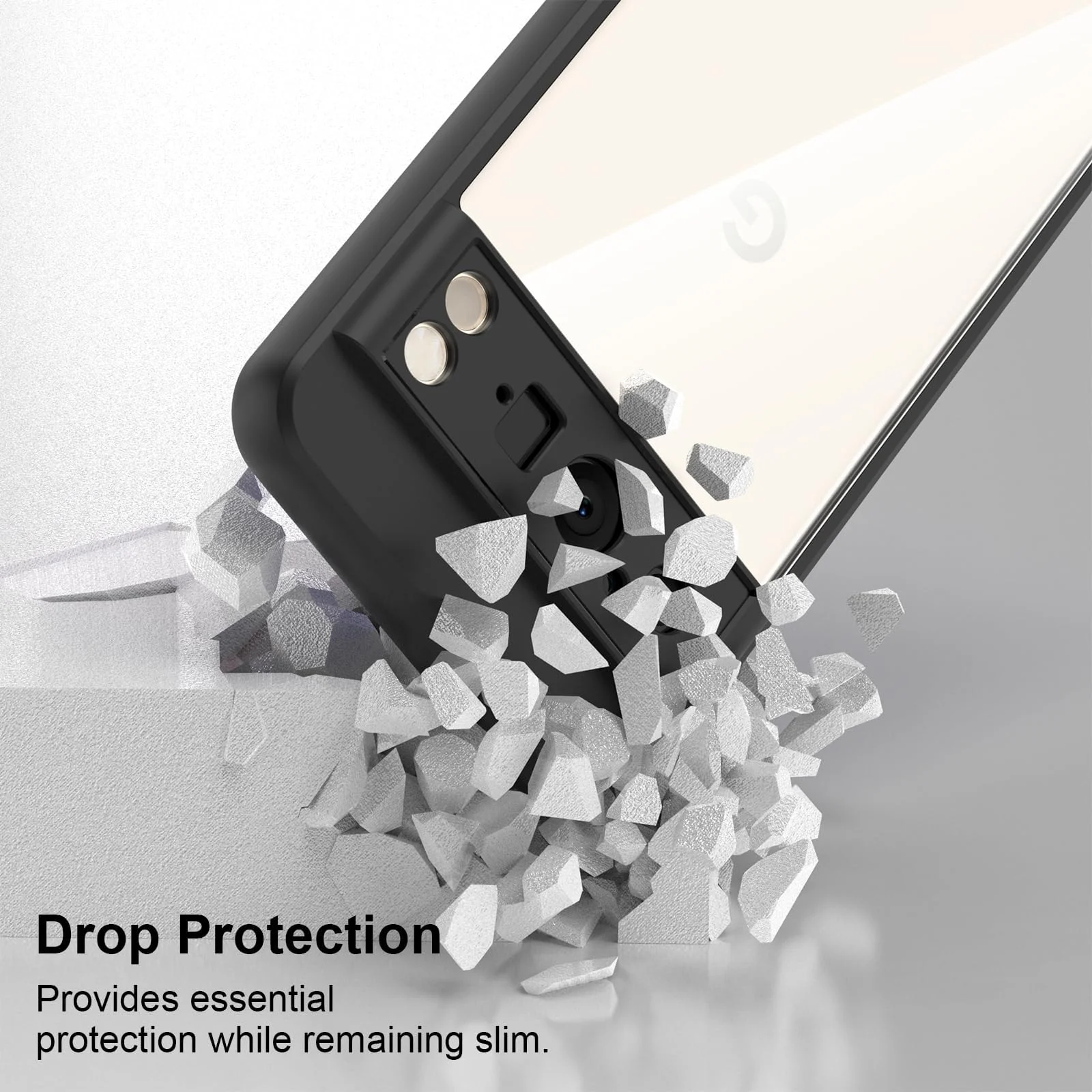DL3 Mobilak Case Transparent For Google Pixel 8 Pro 6.7-Inch 2023, Military-Grade Shockproof Anti-Yellowing, Slim Protective Phone Case Full Bumper Cover With Camera Lens Protective - Black