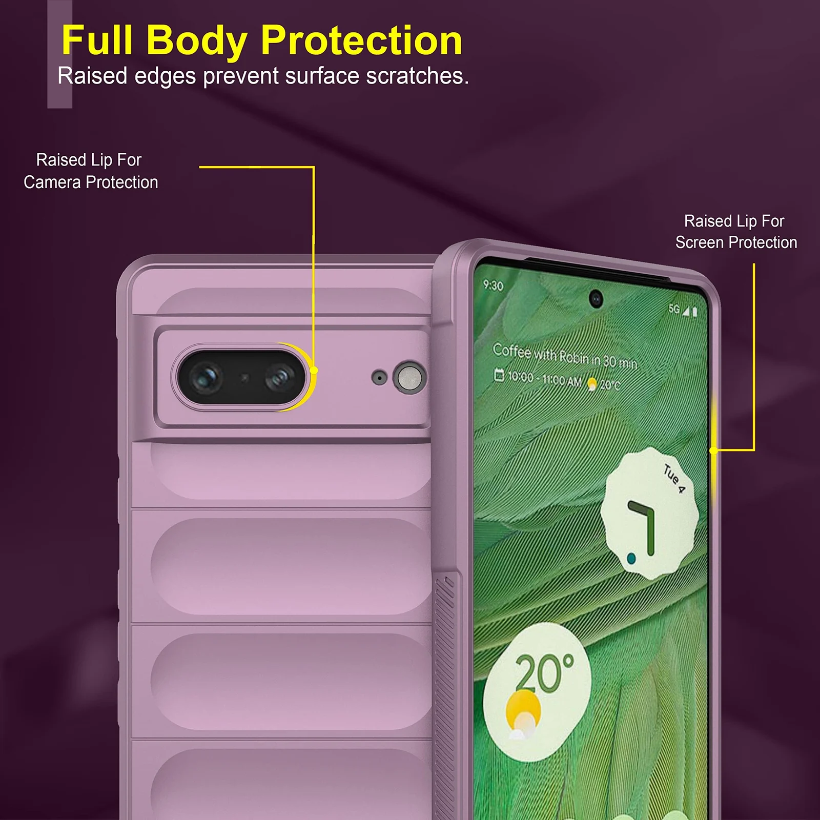 DL3 Mobilak Flexible Silicone and TPU Protective Case with Camera Protection for Google Pixel 7 - Purple