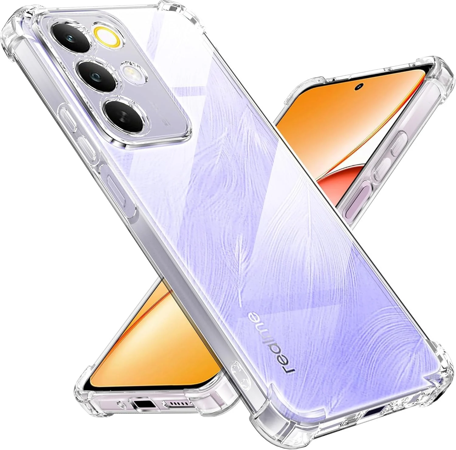 DL3 Mobilak Case Compatible with realme, Cover Silicone Transparent TPU Gorilla Anti-shock Protector Camera Shockproof Corners - Clear (realme C85) - Clear