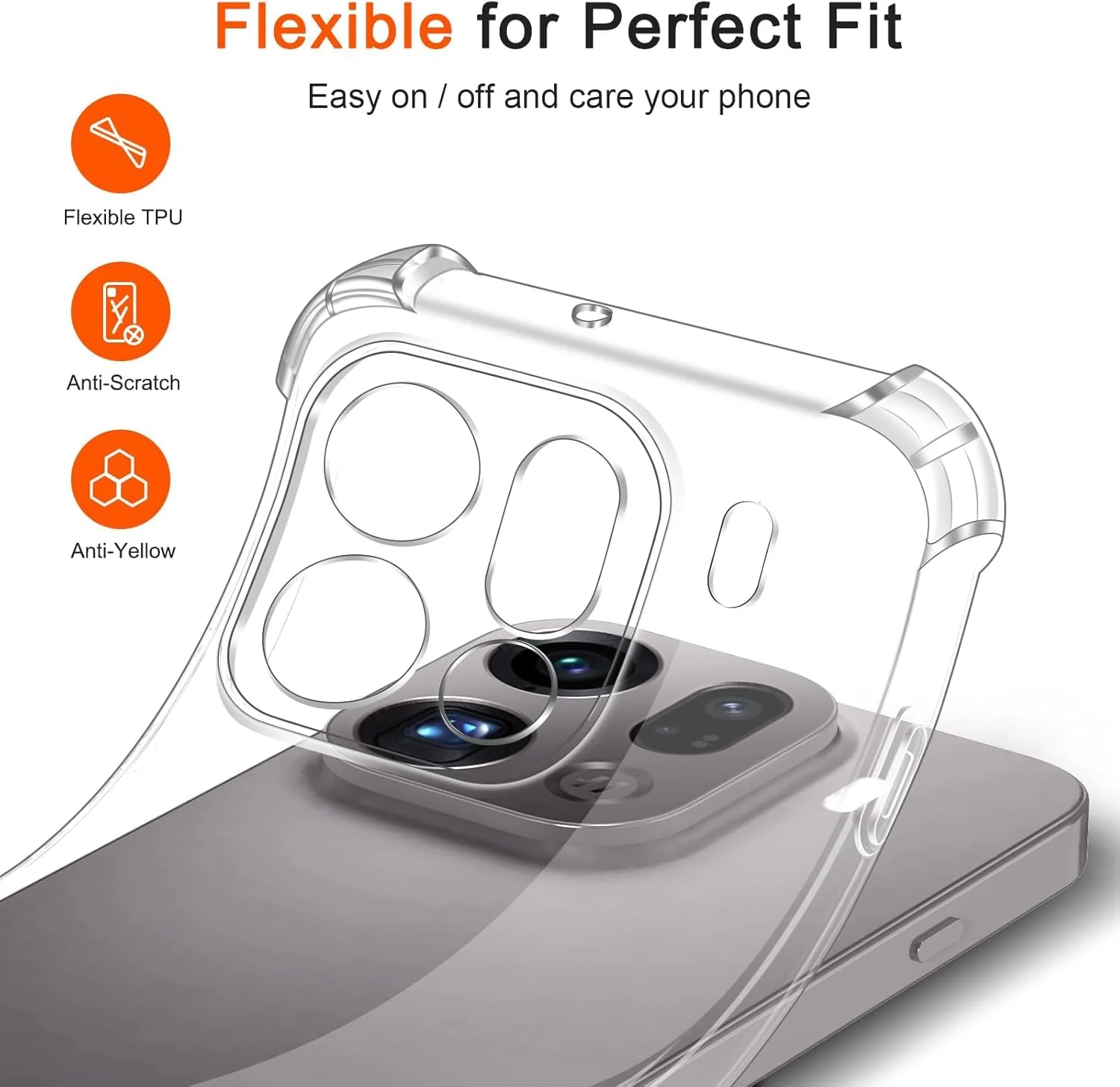 DL3 Mobilak Clear TPU Case for OPPO Find X9 Pro, Camera protection, Shock-absorbing protection, Scratch-resistant surface - Clear