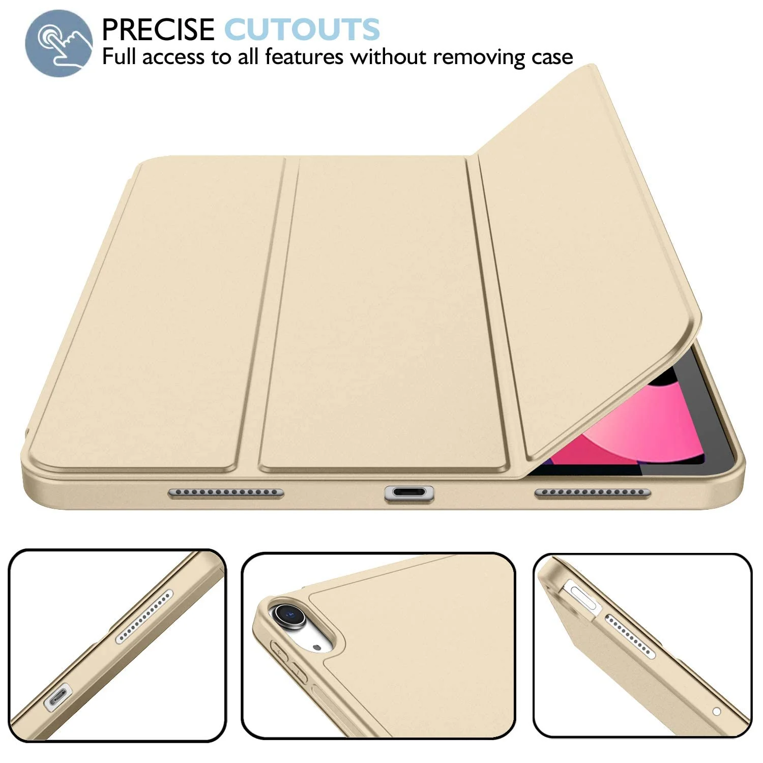 DL3 Mobilak iPad Air 11-Inch M2 (2024), iPad Air 5/4 (2022/2020 5th/4th 10.9-Inch) Case with Pencil Holder Full Body Protection + Apple 2nd Pencil Charging and Auto Wake/Sleep - Gold