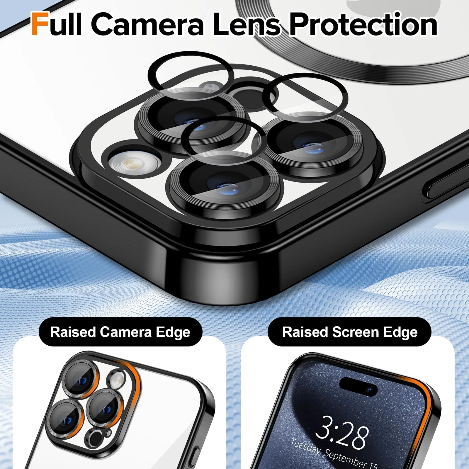 DL3 MOBILAK MagSafe Phone Case with Camera Lens Protector for Apple iPhone 12 Pro, Black