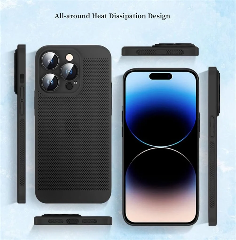 DL3 Mobilak Heat-Dissipation Hard PC Case with Built-In Camera Lens Protector for iPhone 14 Pro Max 6.7-Inch - Black