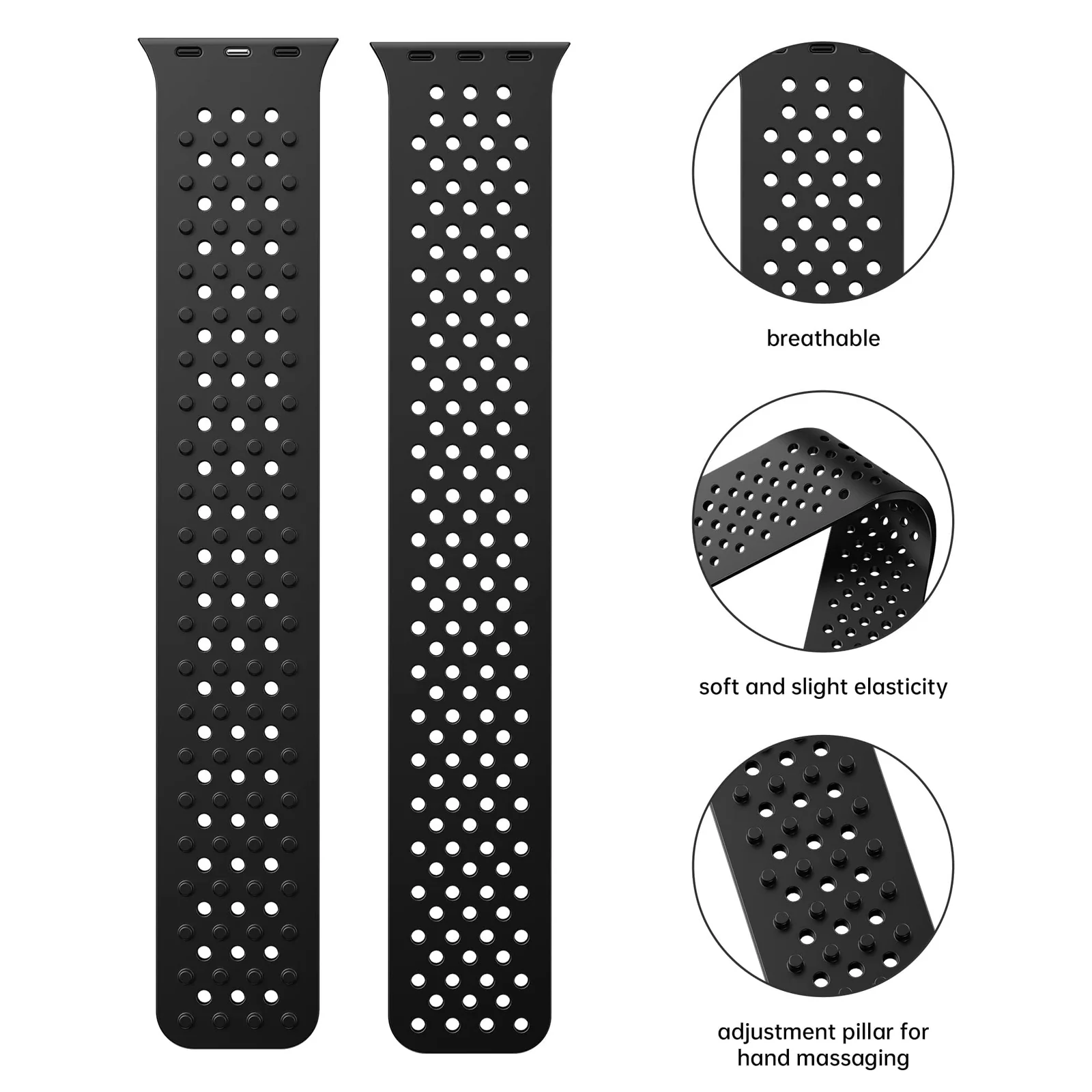 DL3 Mobilak Soft Silicone Band For Apple Watch Ultra Bands 49mm 45mm 44mm 42mm, Sport Replacement Wristband No Clasps for iWatch Series 8 ultra 7 6 5 4 SE 3 2 Women Men, Waterproof Strap - Black