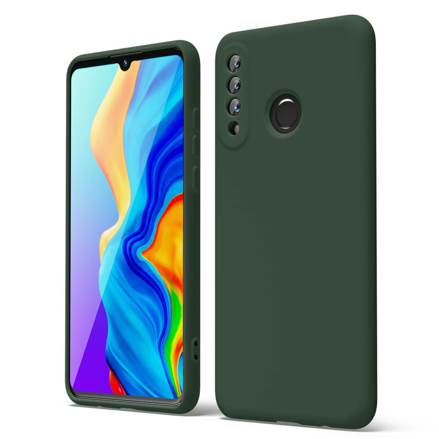 DL3 Mobilak Soft Silicone Protective Case for Huawei P30 Lite / Nova 4E with Microfiber Lining and Shockproof Design - Green