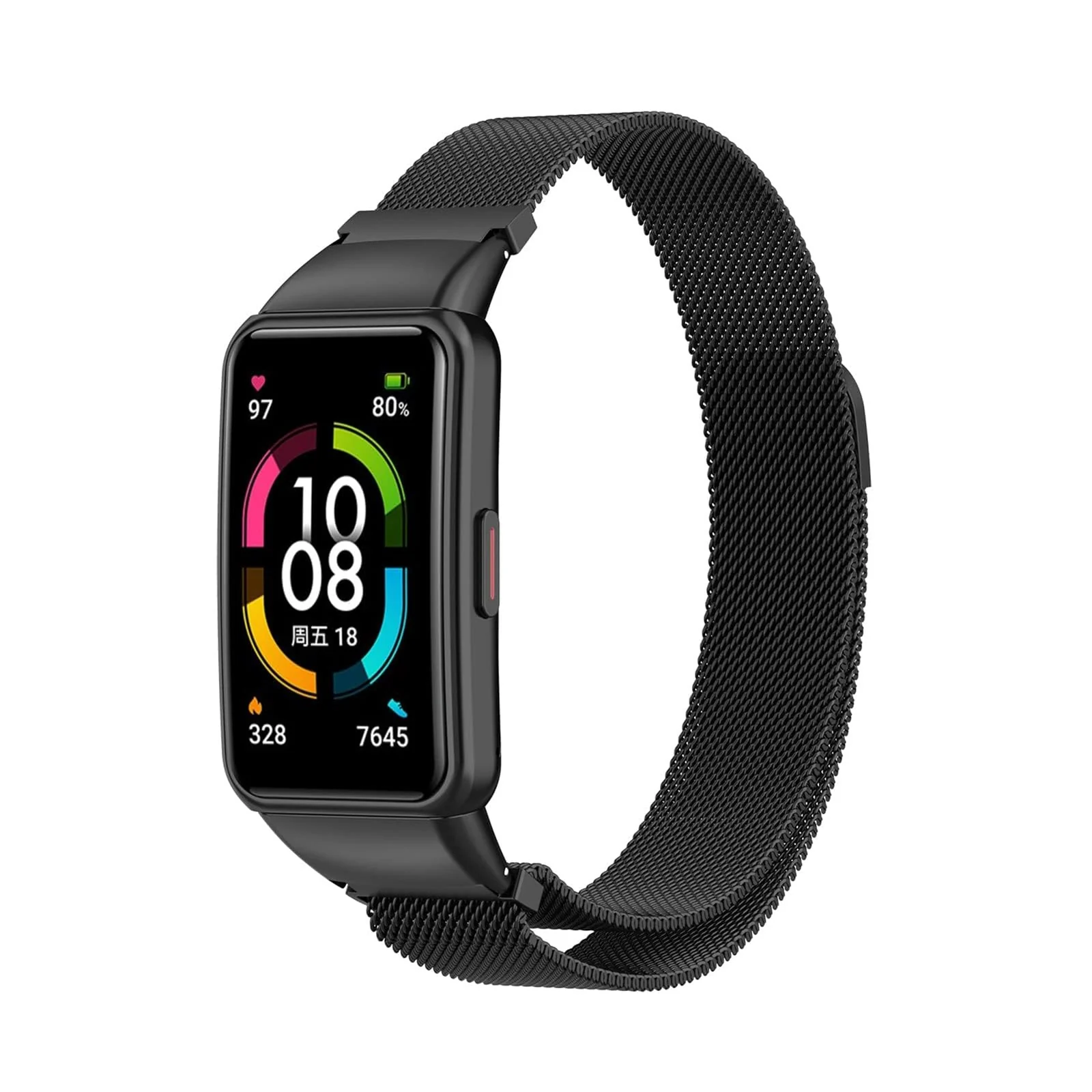 DL3 Mobilak Strap for Honor Band 6/Huawei Band 6/Huawei Band 6 Pro, Metal Woven Stainless Steel Magnetic Replacement Strap, Classic Adjustable Watch Strap For Honor Band 6 Bracelets - Black