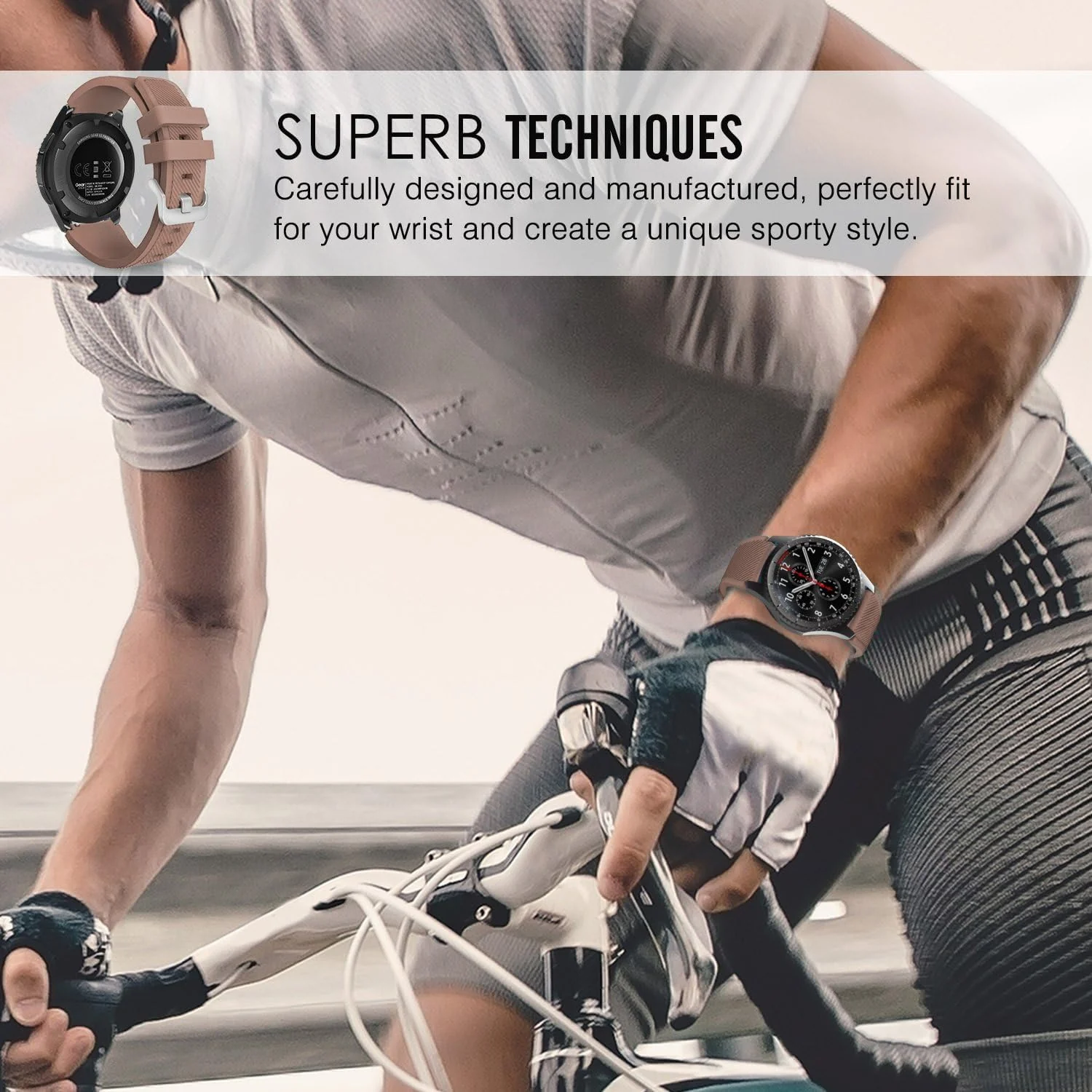 DL3 Mobilak Silicone Sport Band 22MM Xiaomi Redmi Watch 5 Active/5 Lite/Samsung Galaxy Watch 46mm/Watch 3 45mm/Gear S3/Huawei watch (GT6 GT5 GT4 GT3 GT2 GT 46MM)/GT2E/GT5 Pro/GT 6 Pro/Amazfit GTR 3/4 - Desert