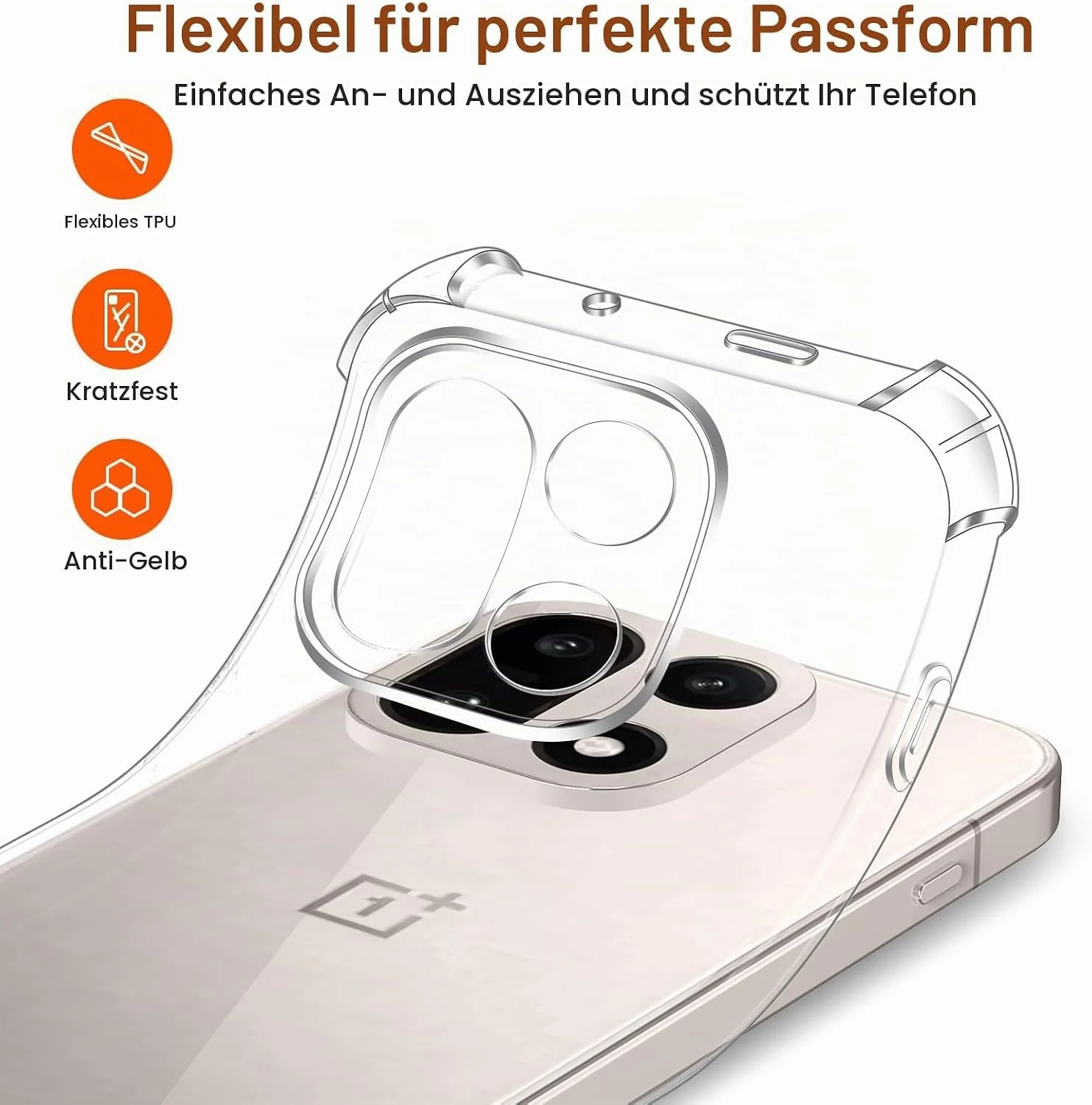 DL3 MOBILAK Clear Soft TPU Phone Case for OnePlus 15 - Clear