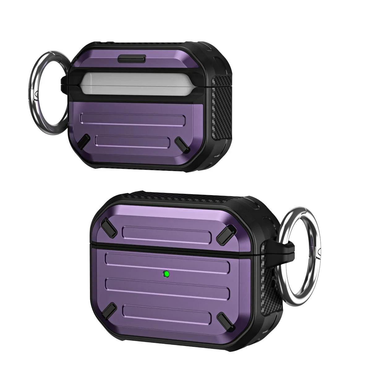 DL3 Mobilak Compatible with AirPods 3 Case, Hard Shell Shockproof Case TPU Protective Case Compatible with Apple AirPods 3 Wireless Charging with Carabiner Front LED Visible - Purple