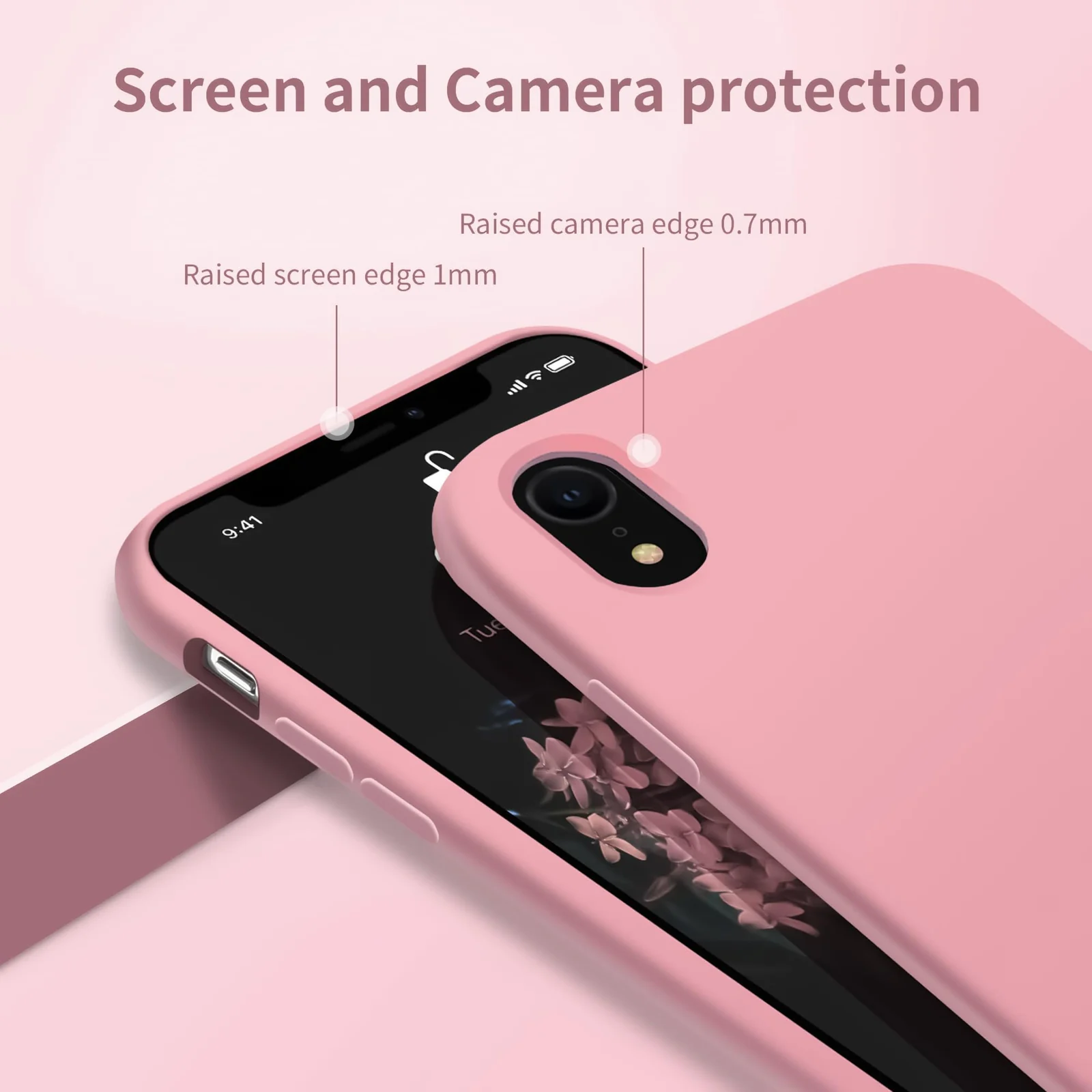 DL3 Mobilak Liquid Silicone Protective Case for iPhone XR with Camera Protection and Microfiber Lining - Pink