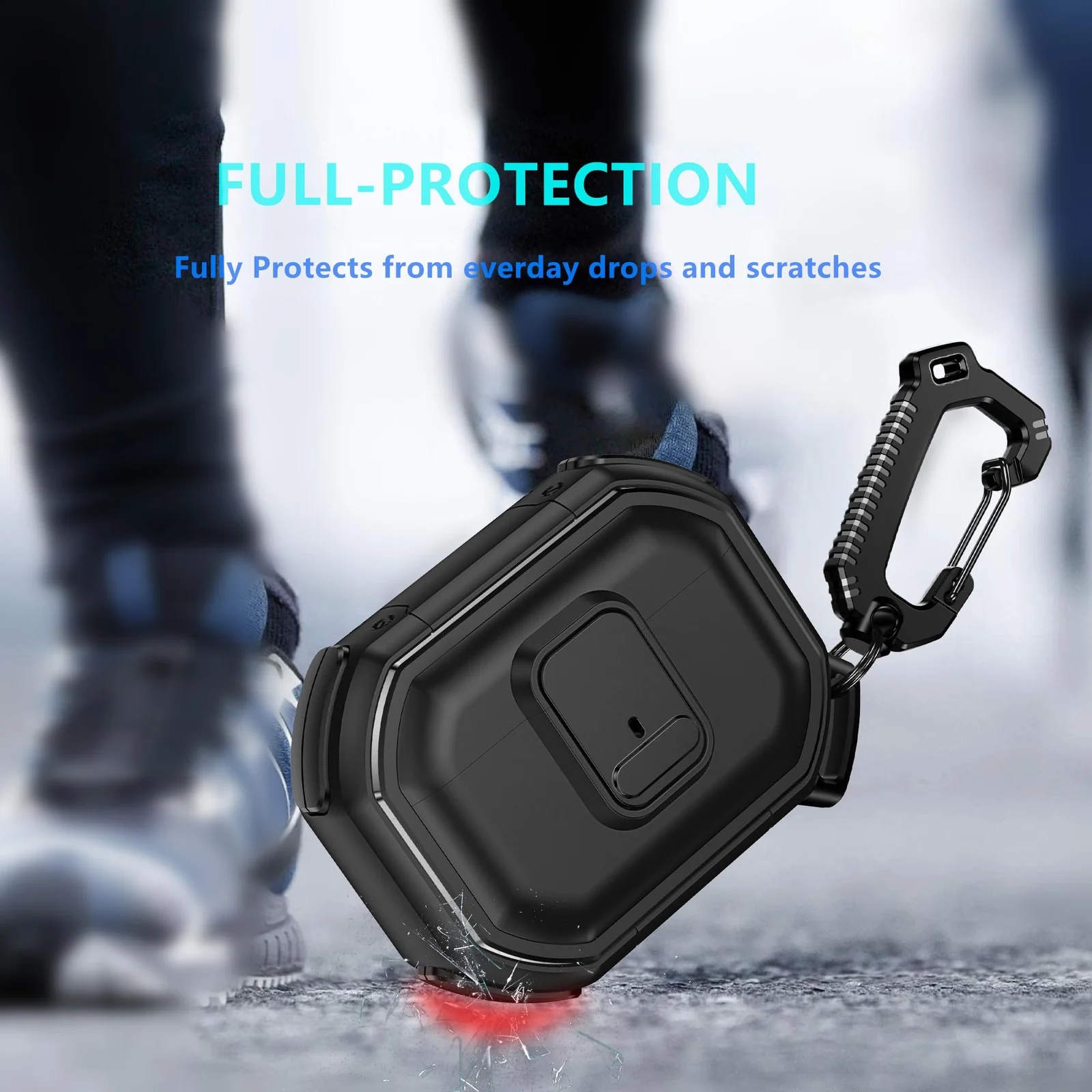 DL3 Mobilak Protective Case for AirPods Pro 2 [Front LED Visible] for Men with Lock, Military Armor Series Full-Body For 2022 AirPods Pro 2nd Generation Cover with Keychain - A. Red