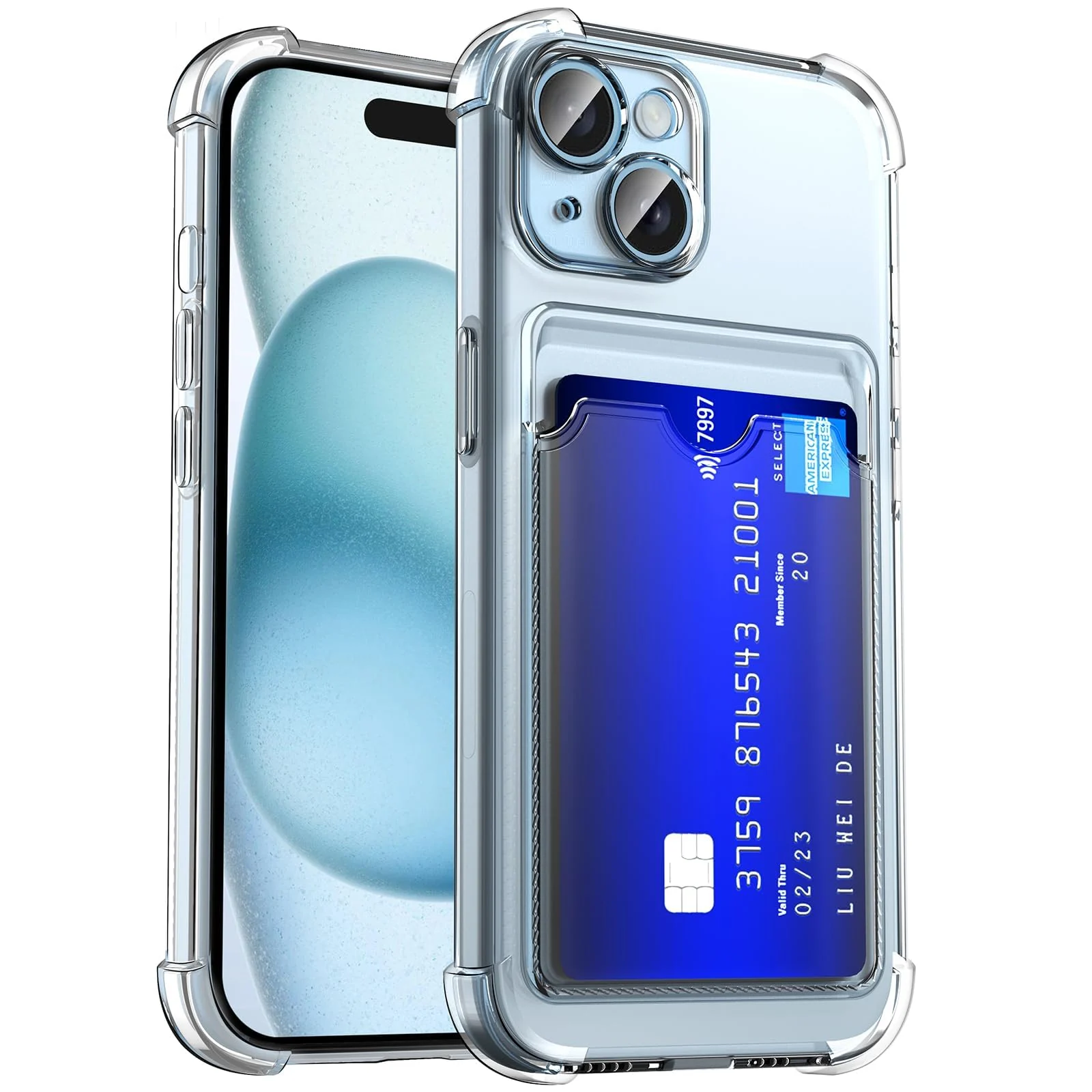 DL3 Mobilak Leather Wallet Case for iPhone 13 6.1-Inch, Supports wireless charging, Camera protection, Shock-absorbing protection - Clear