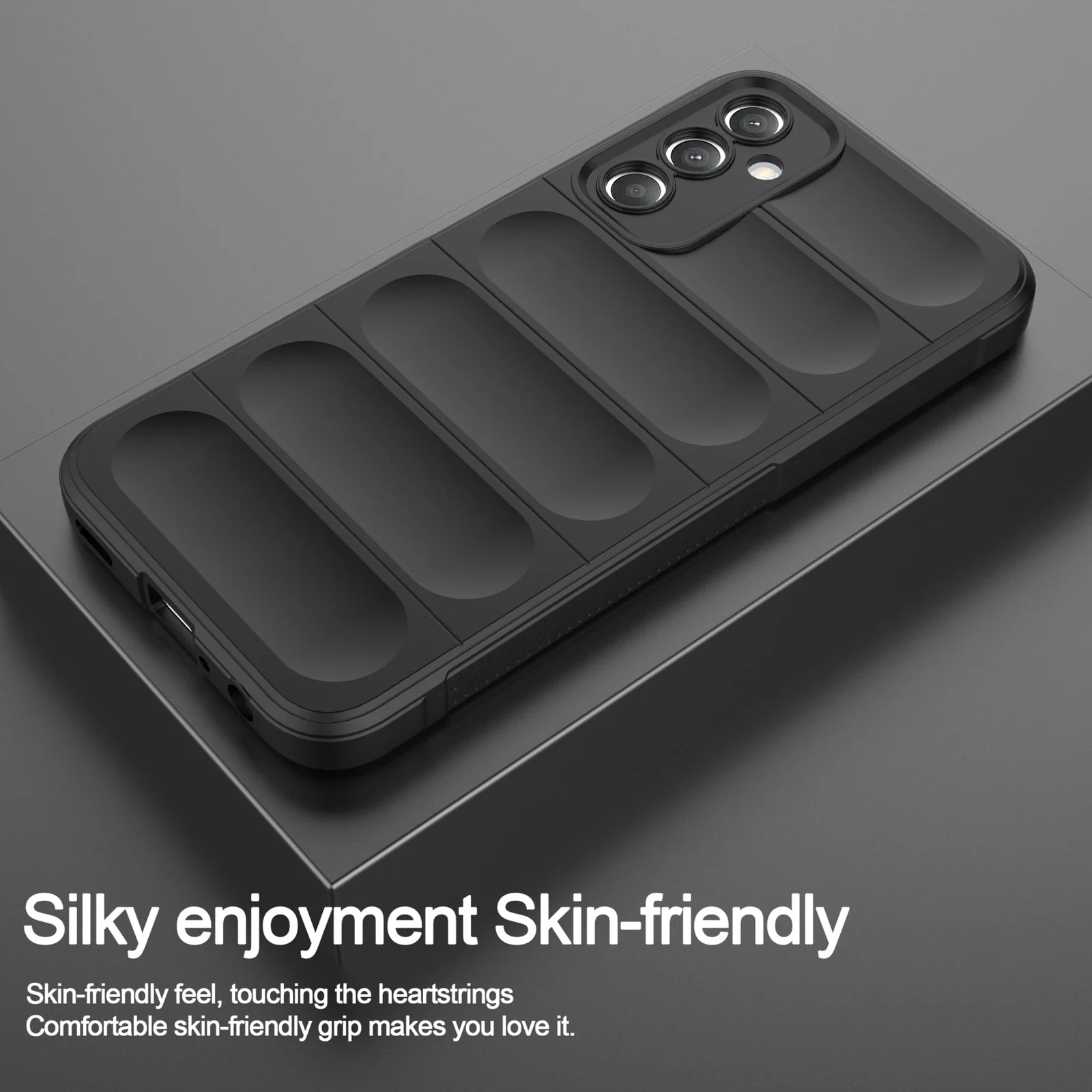 DL3 Mobilak Silicone Case for Samsung Galaxy A15 Heavy Duty Protective [Slim Fit] Shockproof Soft Flexible Protective Design Shock-Absorption TPU Cover With Camera Protection - Black