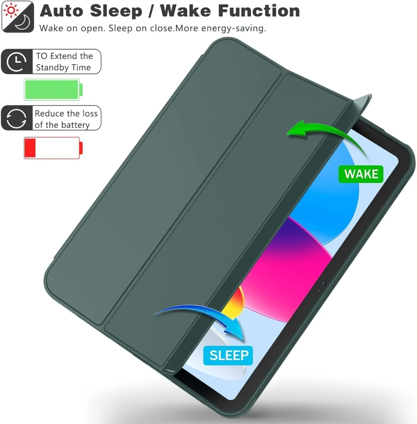 "DL3 Mobilak Smart Case For HONOR Pad X9a (11.5"" Inches) Cover with Pencil Holder, Soft TPU Smart Stand Back Cover Auto Wake/Sleep - Green"