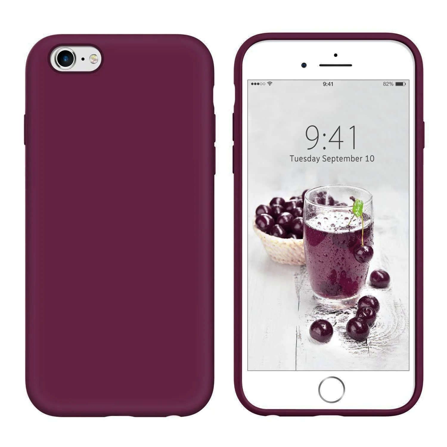 DL3 Mobilak Liquid Silicone Protective Case for iPhone 6 Plus / 6S Plus with Camera Protection and Microfiber Lining - Wine Red