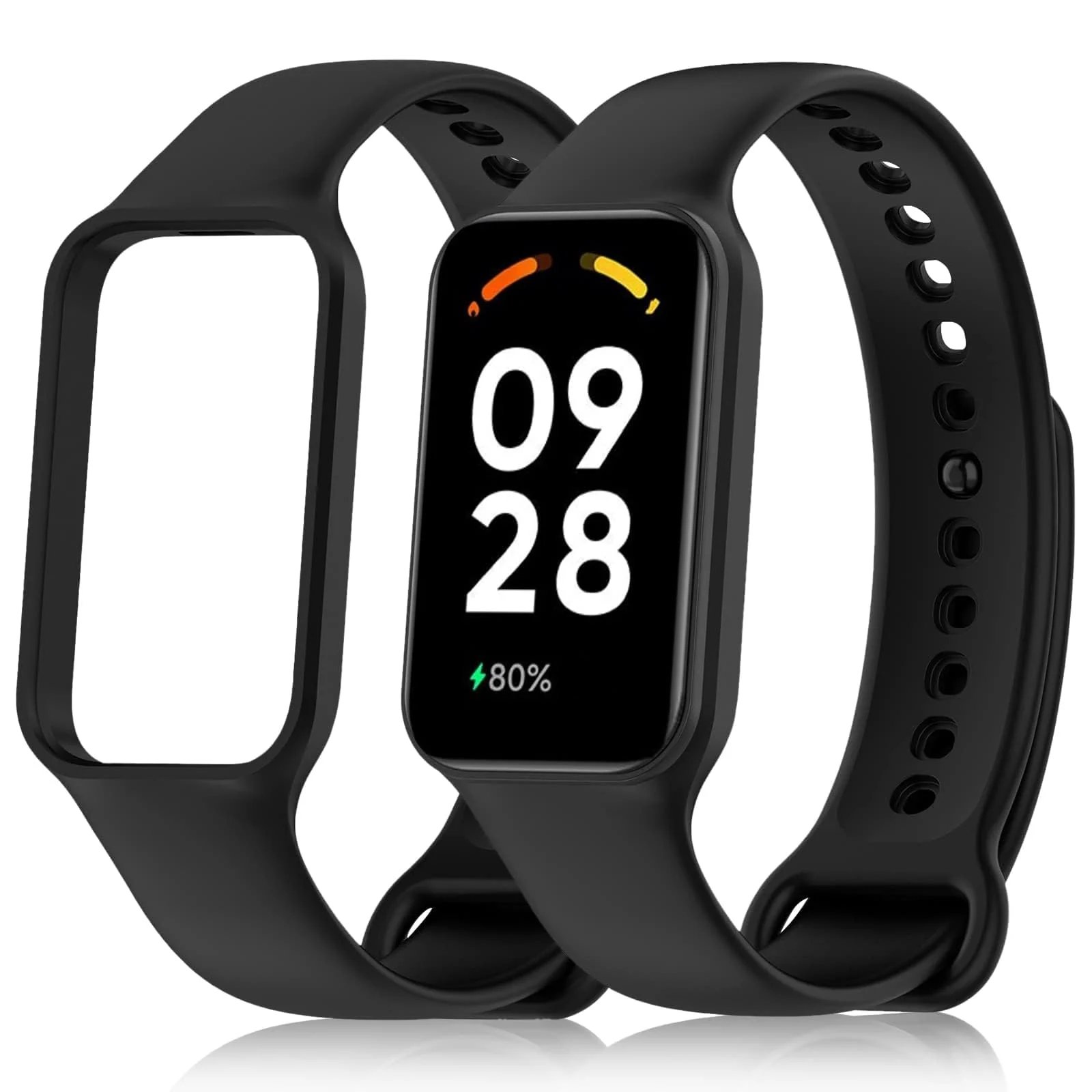 DL3 Mobilak Smart Watch Strap for Xiaomi Redmi Band 2, Sport Silicone Watch Band Wrist Strap, Replacement Bracelet Wristband Wrist Strap for Xiaomi Redmi Smart Band2 Accessories - A-Black
