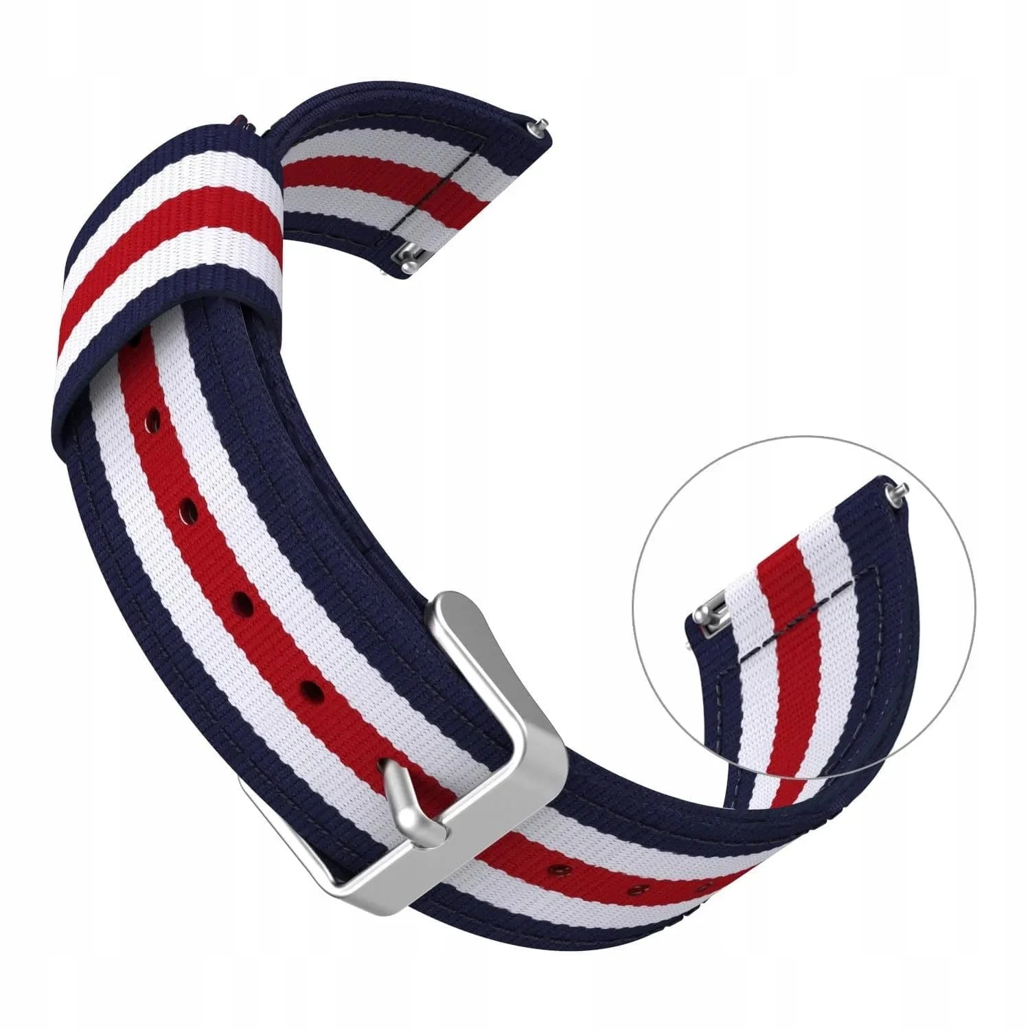 DL3 Mobilak Nylon Canvas Band 20MM Strap For Samsung Gear Sport/Watch 4/Watch 5/Watch 5 Pro/S2 classic/active 2 40mm 44mm/Amazfit GTS 3/4/4 Mini/Bip 3/Pro/GTS 2 mini/GTS 2e/Bip U - Blue Red
