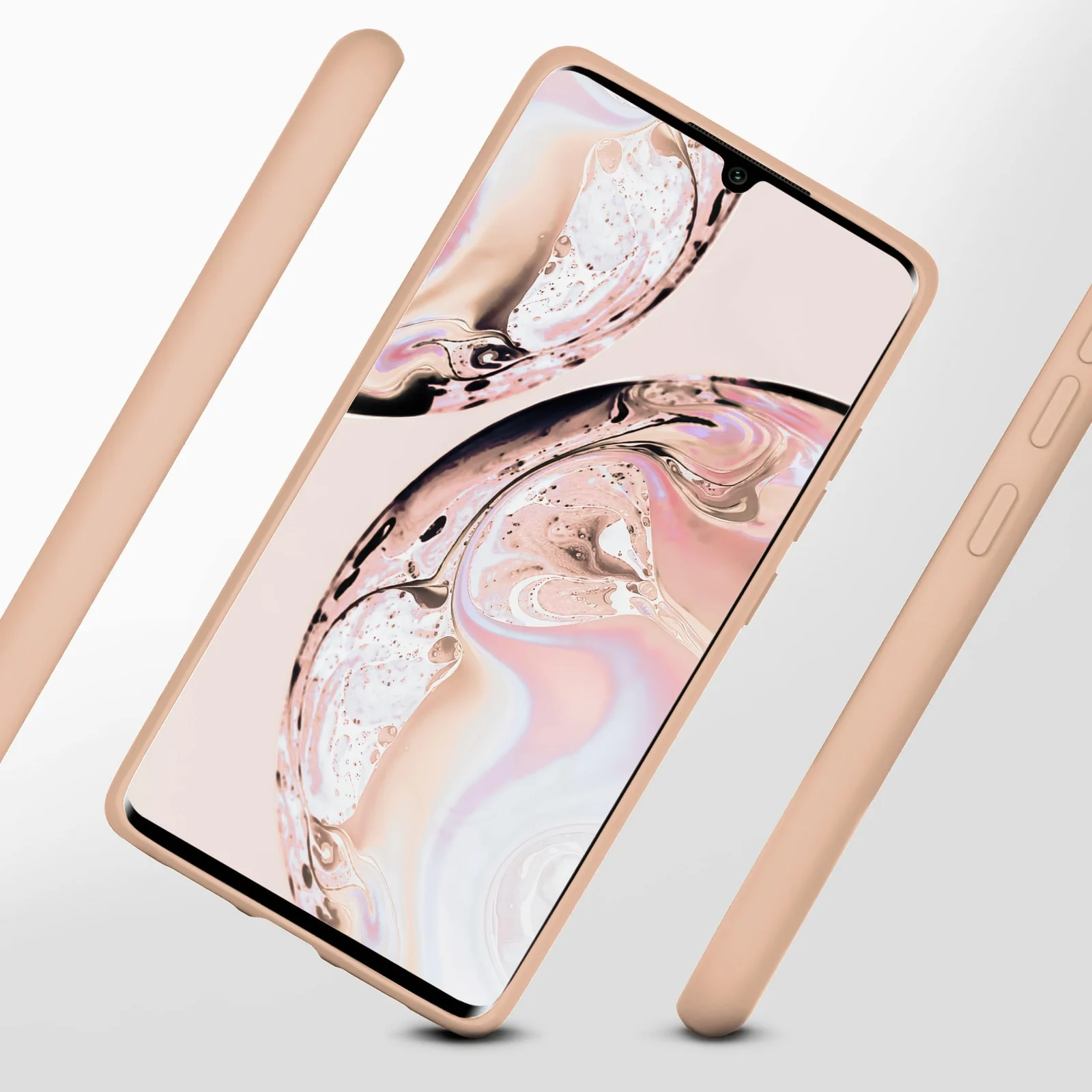 DL3 Mobilak Silicone Protective Case for Xiaomi Mi Note 10 Lite, Shock-absorbing protection, Scratch-resistant surface, Soft microfiber lining - Light Orange