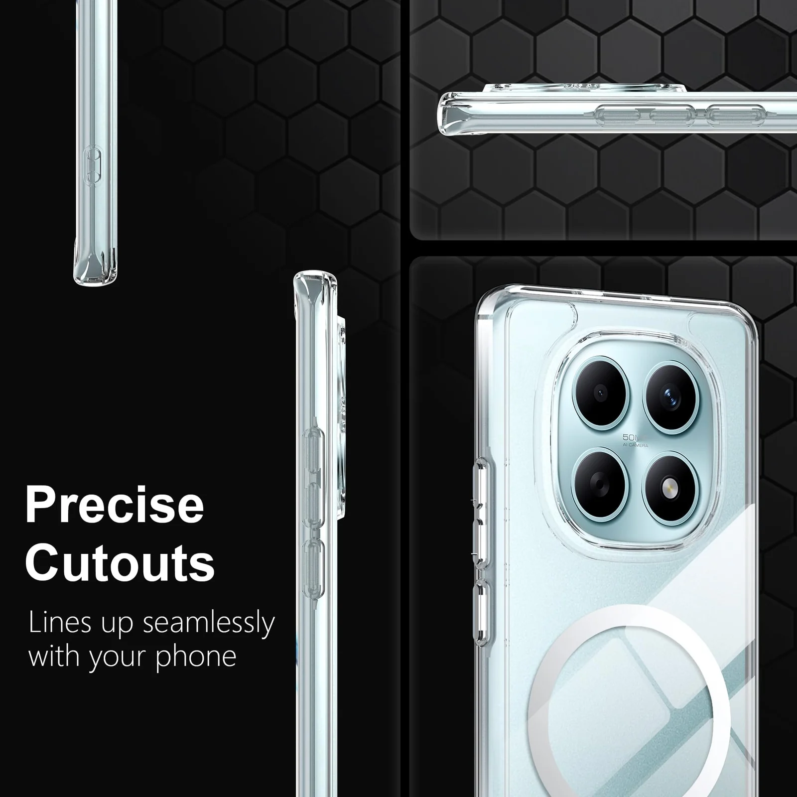 MOBIGON Slim Magnetic MagSafe-Compatible Phone Case for Xiaomi Redmi Note 15 4G / 5G, Clear