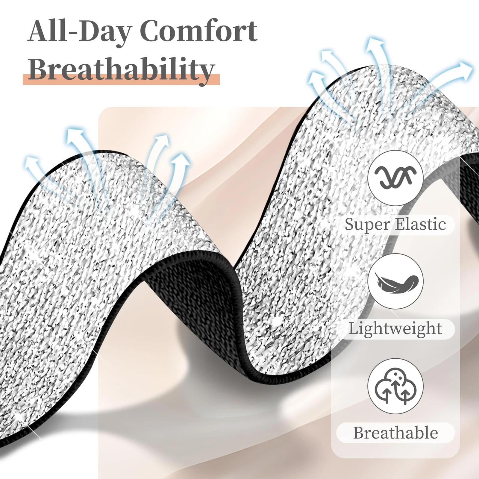 Dl3 Mobilak Stretchy Bling Band For Apple Watch 49mm 46mm 45mm 44mm 42mm Women, Nylon Sparkly Strap Solo Loop Glitter Wristband for iWatch Series 11 10 9 8 7 6 5 4 SE Ultra 3 2 1 (Silver/Black)