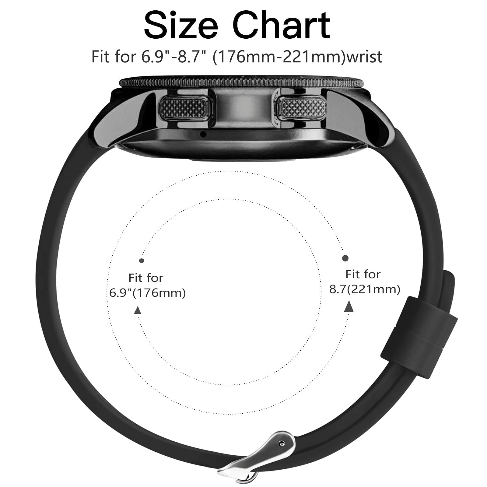 DL3 MOBILAK Replacement Watch Strap for 22MM - Black
