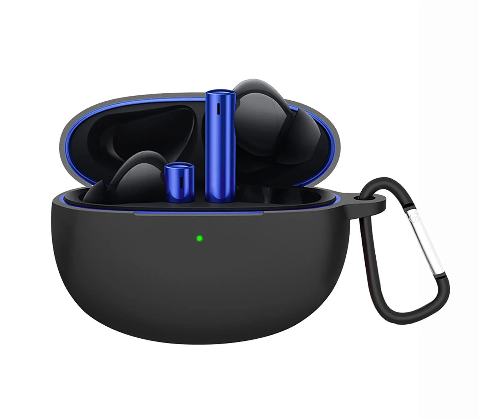 Dl3 Mobilak Silicone Case Compatible with Realme Buds Air 3 Earbuds, Soft Silicone Protective Case Cover, Shockproof Sleeve with Carabiner (Blue)