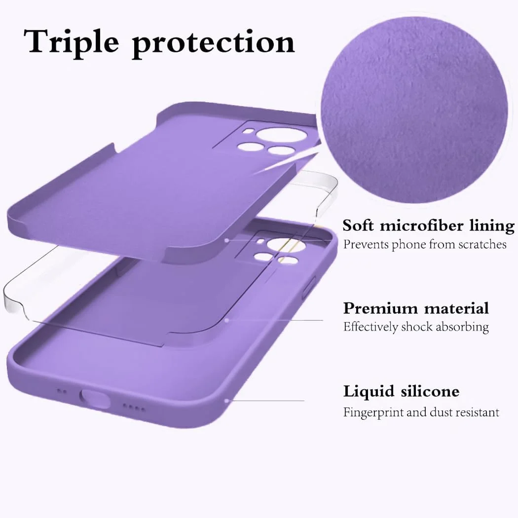 DL3 Mobilak OnePlus 10R Case, Soft Flexible Silicone Gel Rubber Bumper Cover, Full Body Shockproof Protective Phone Case - Lavender