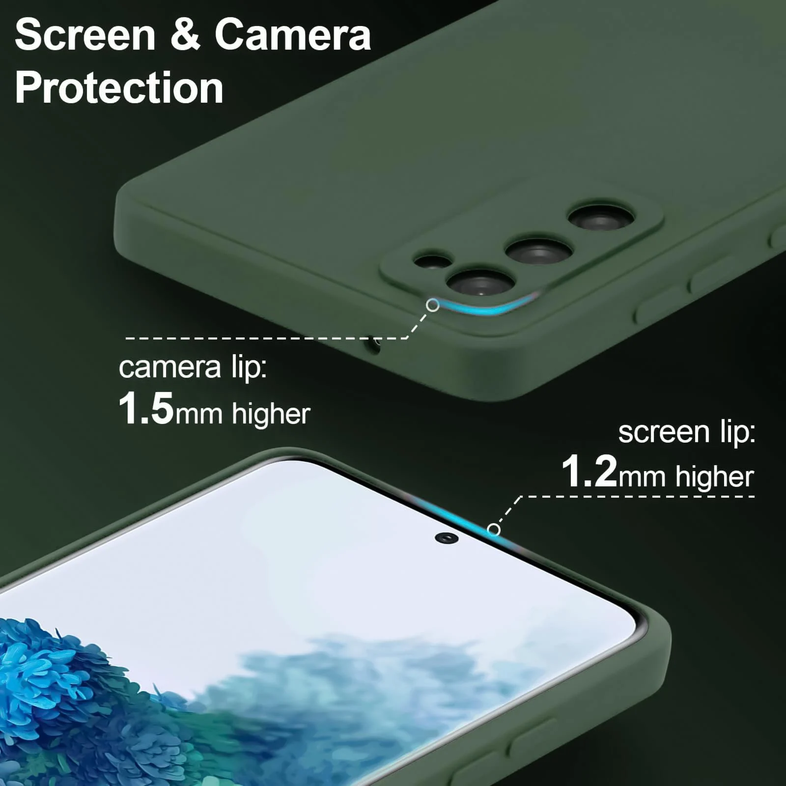 DL3 Mobilak Liquid Silicone Case for Samsung Galaxy S20 FE, Not compatible with MagSafe, Supports wireless charging, Camera protection - Green