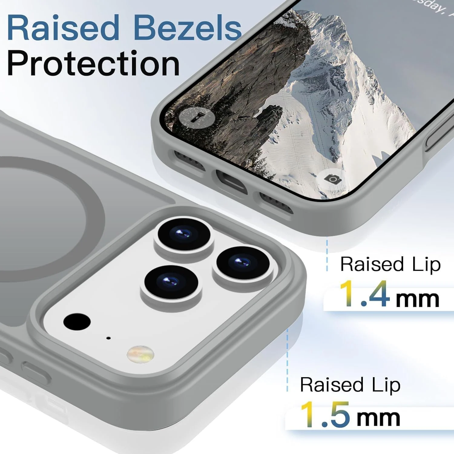 DL3 Mobilak For iPhone 17 Pro Max Case [Compatible with MagSafe], Full Camera Protection, Built-in Magnetic Ring, Shockproof, Scratch-Resistant, Translucent Matte Mobile Cover - Gray