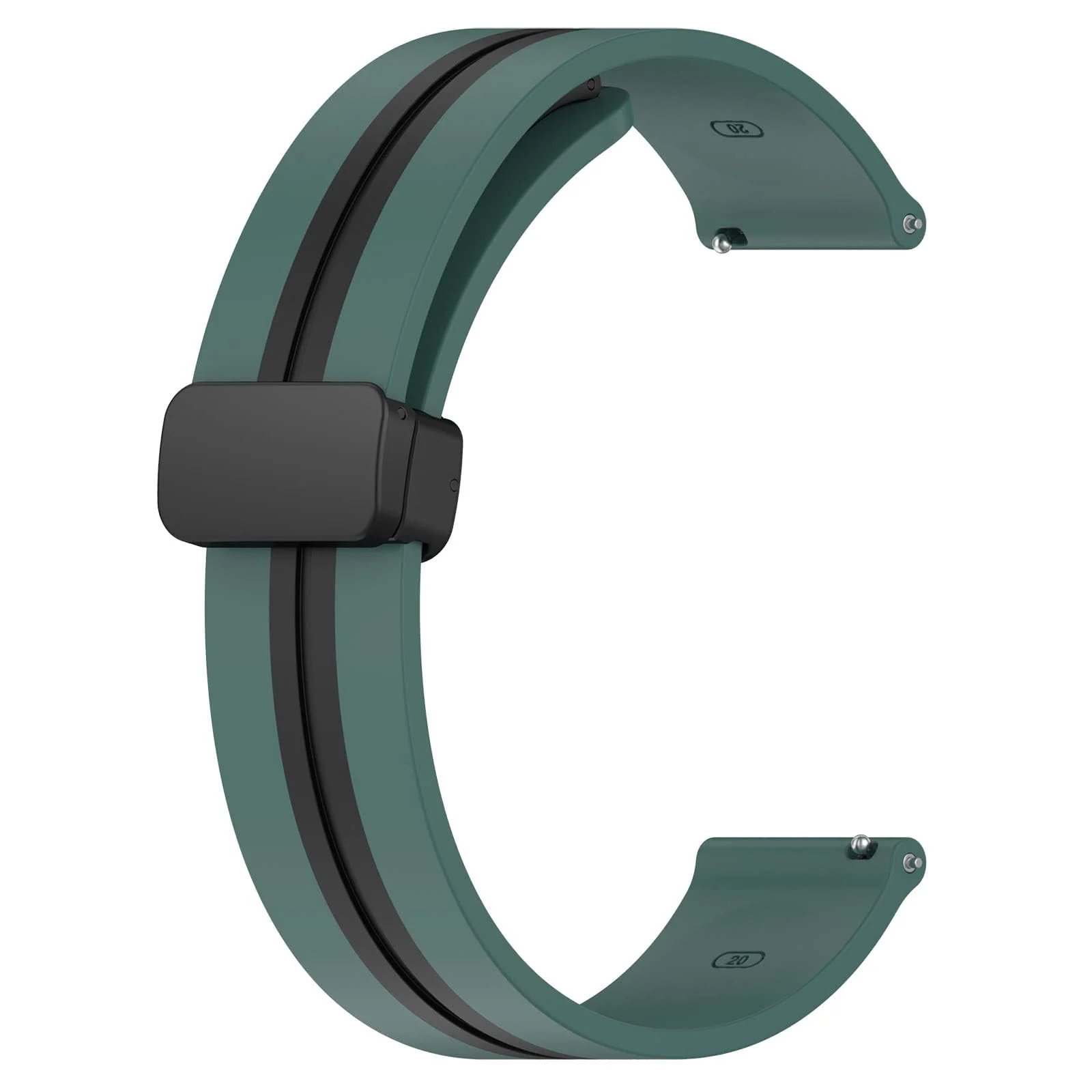 DL3 Mobilak Silicone Band Magnetic Clasp 22MM Strap For Samsung galaxy watch3 45mm /galaxy 46mm/Gear S3/Huawei watch GT3 46MM/GT2E/GT2 Pro/GT GT2 46MM/Amazfit GTR 3/4 - Green Black